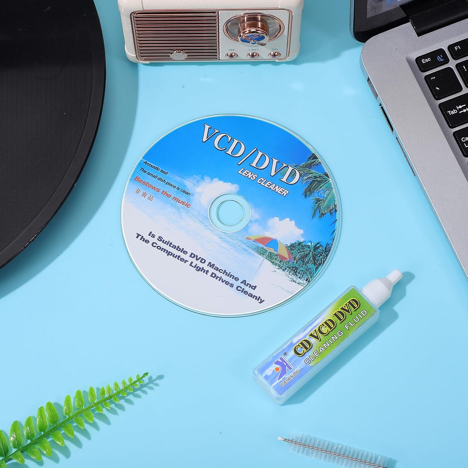 Zerodeko CD Dvd Care Set with Cleaning Brush and Cleaning Liquid, 2Pcs Disc Player Cleaner Kit for Dvd Vcd Lens Maintenance, Suitable for Home and Travel Use image number 3