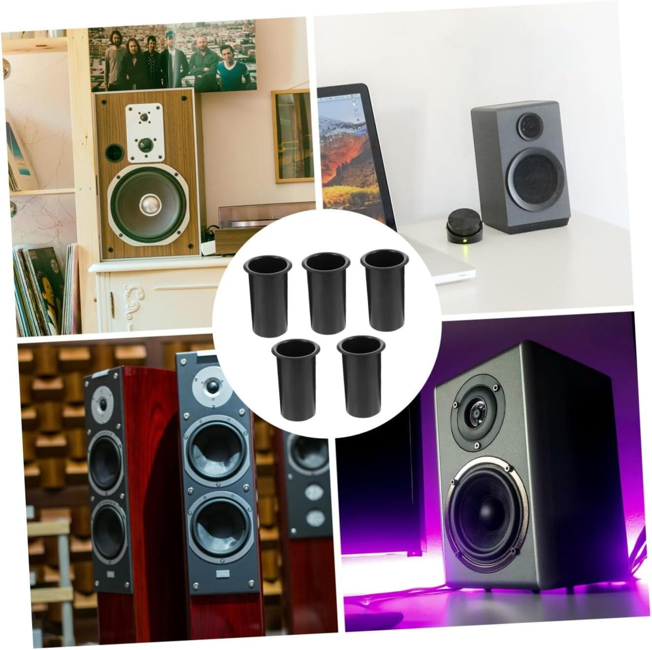 KOCKSHION 5 PCS Black Plastic Bass Reflex Tubes Speaker Port Replacement Accessories for Loudspeaker Bass Enhancement Stain-Resistant Air Outlet Pipes image number 3