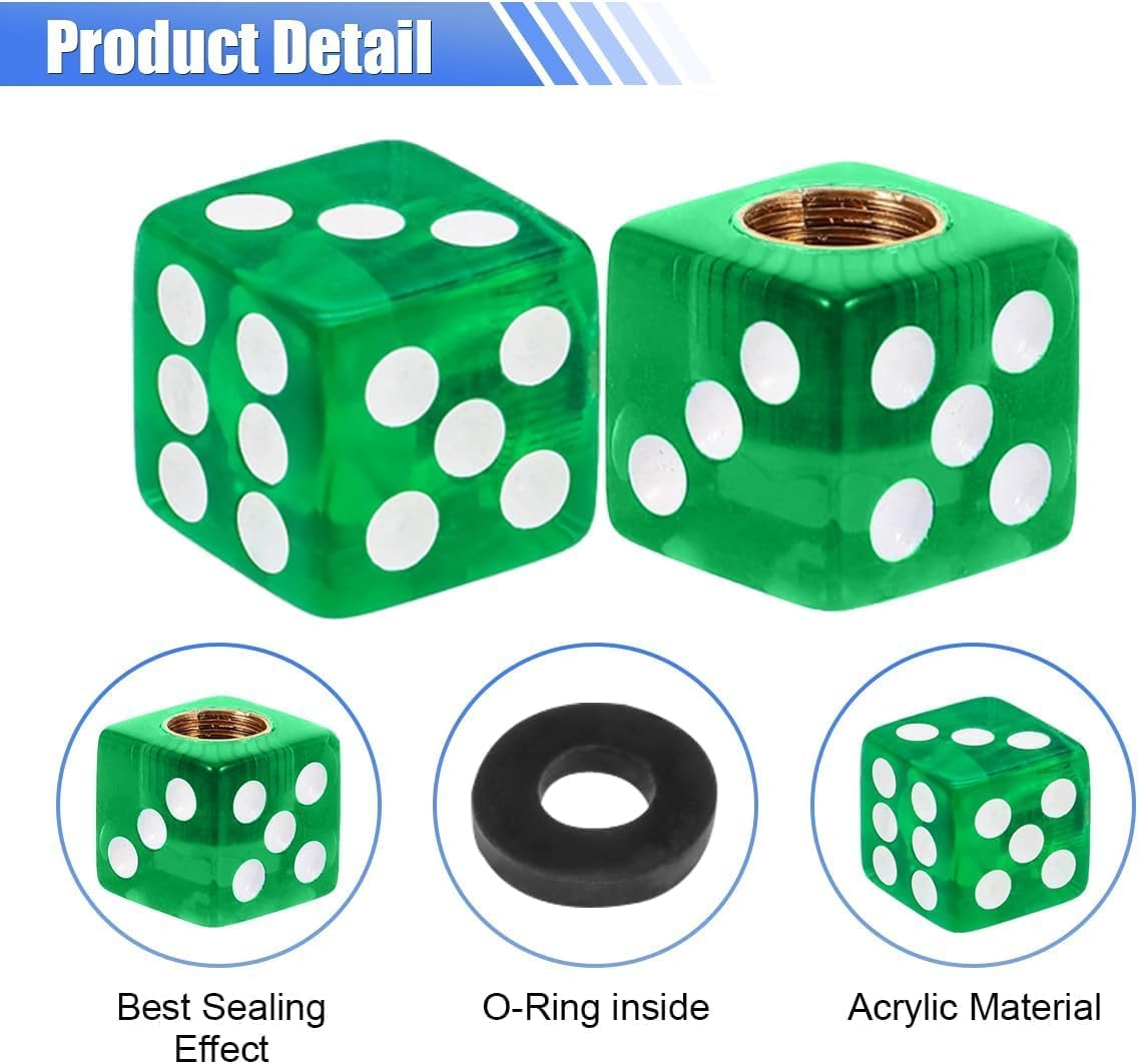 4PCS Aluminum Alloy Dice Valve Stem Caps - Universal Tire Valve Covers for Cars, Trucks, Motorcycles - Creative Dice-Shaped Air Caps image number 6