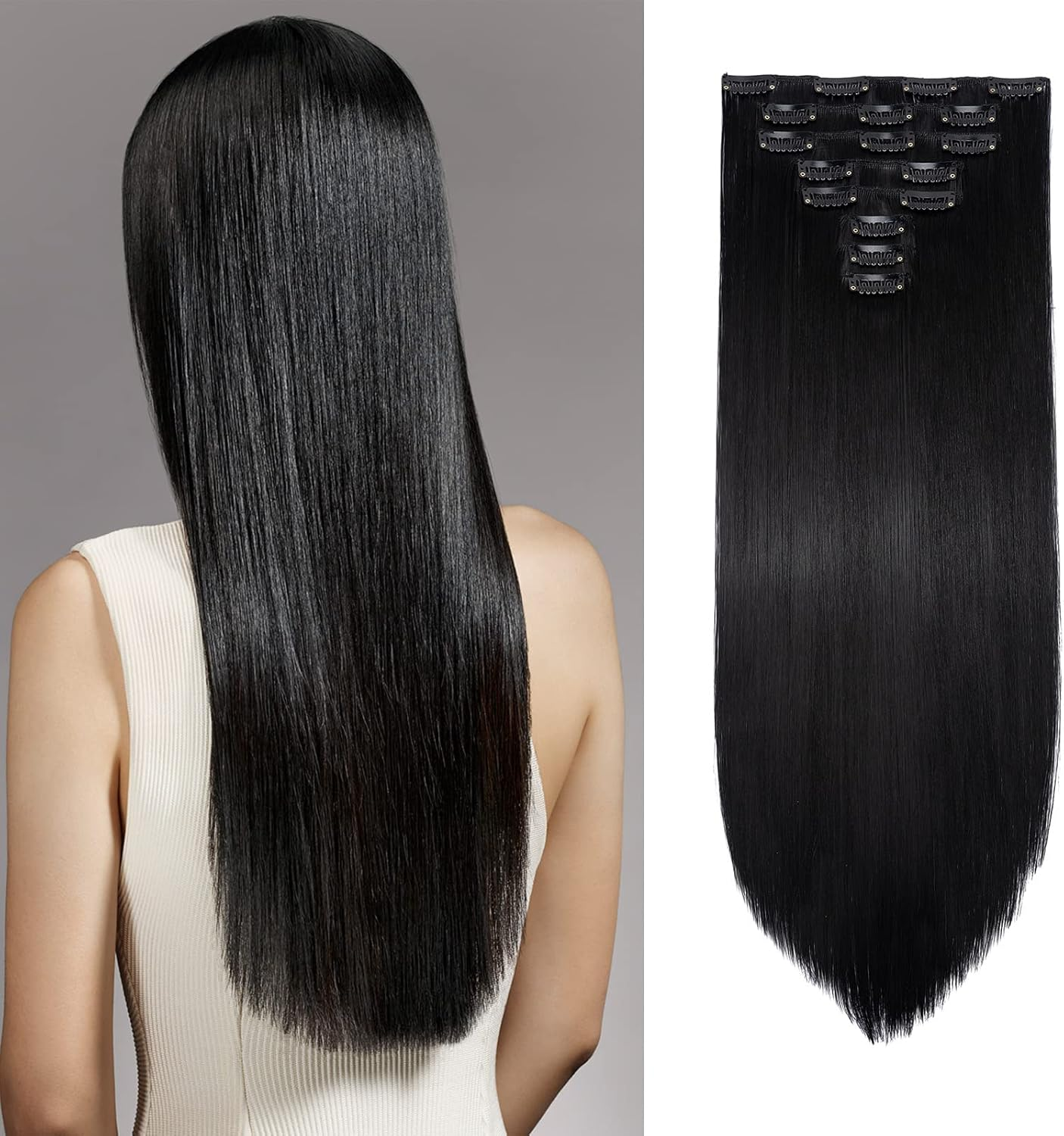 Cybelleza 50 Cm Clip-In Hair Extensions, Hairpiece like Real Hair, 6 Wefts, Wavy Cheap Hair Thickening, Curly, Wavy Curly Hair Extension, Synthetic Hair, Natural Blonde & Bleach Blonde image number 4