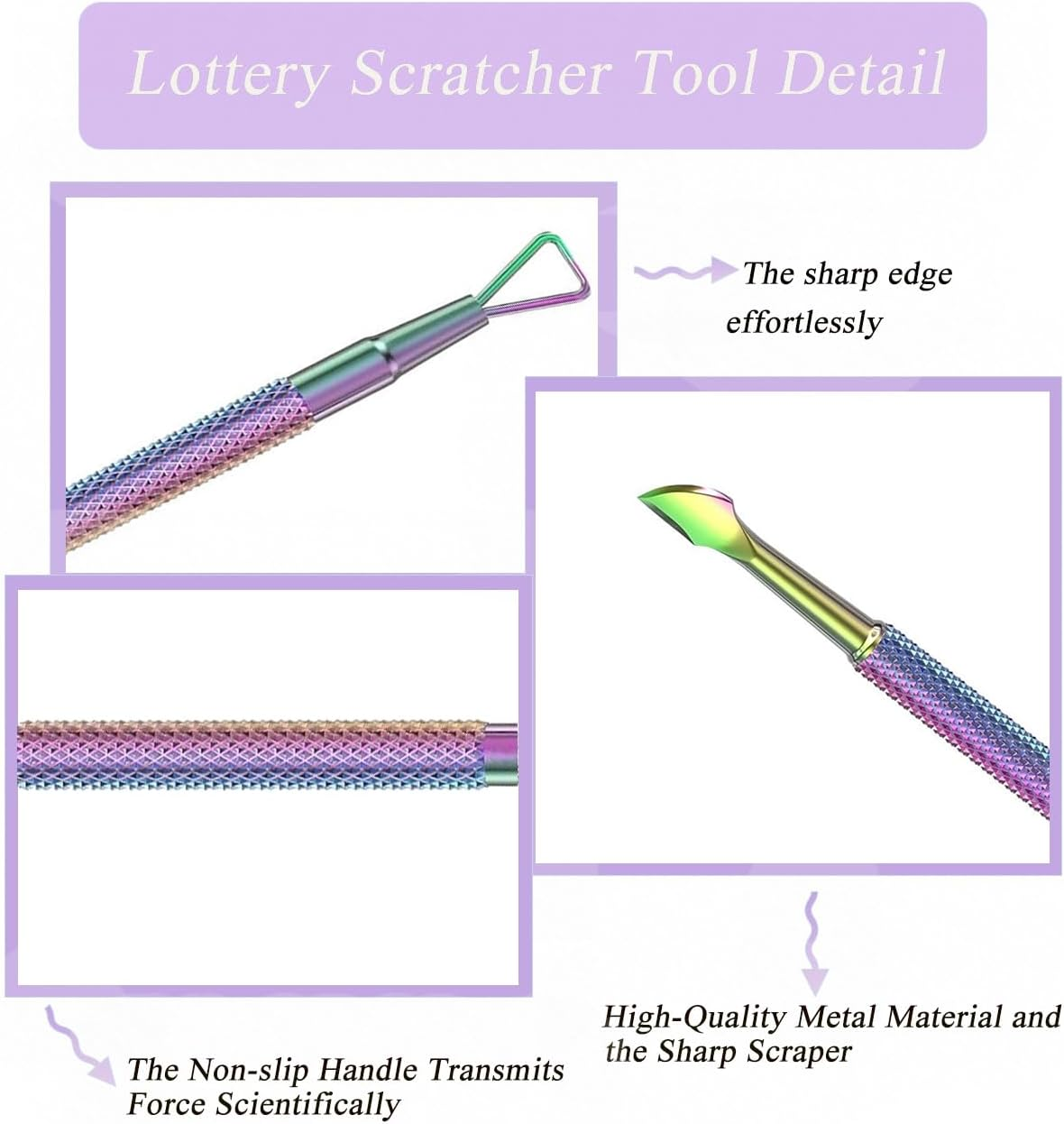 Colorful Double-End Ultimate Scratchmaster, Lottery Label Scraper for Flawless Reveals, Loteria, Scratch off the Hard to Remove Pin Numbers on Present Cards and as a Secret Present, 2 PCS