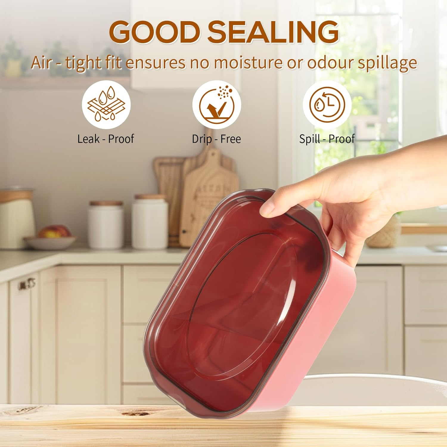 Cozary 15 Pieces Rectangular Food Storage Containers, Storage Containers Set with Lid, Airtight, Stackable, Microwave & Dishwasher Safe, Bpa-Free, for Mealprep & Organisation (Wine Red) image number 1