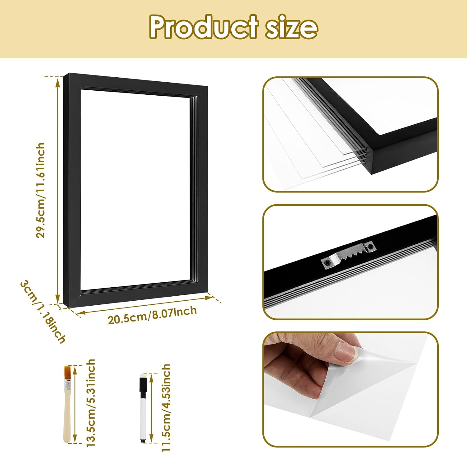 Family Handprint Kit Hands on Skill Keepsake Wooden Frame Parent Child Interaction Handprint Baby Set DIY Baby Hand and Footprint Keepsake for New Parents Newborn Home Safe Paint(Black) - Black image number 5