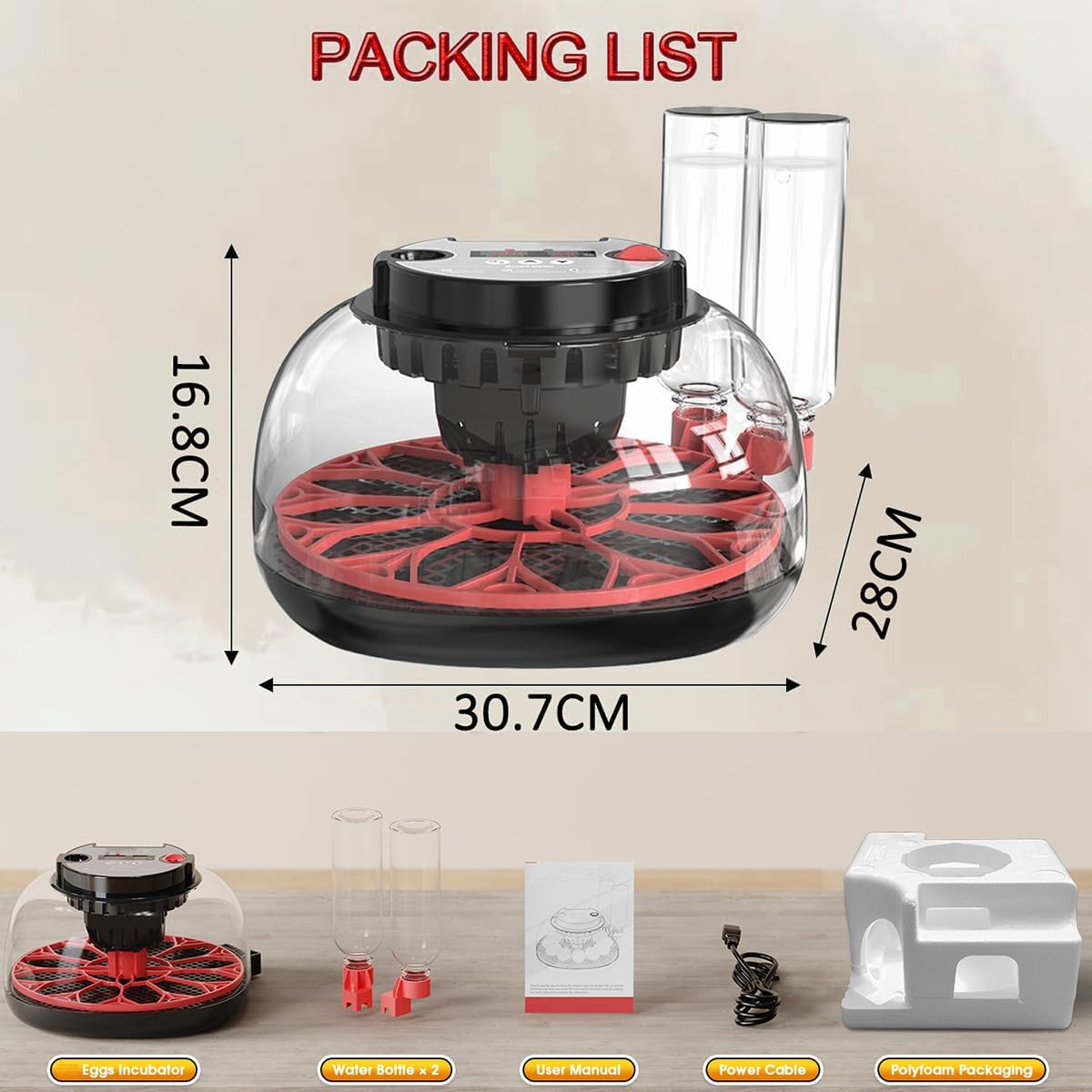 CLOUDSEASON Egg Hatching Incubator 12 Egg Capacity with Automatic Constant Temperature Humidity Control & Auto Egg Turning for Chickens Ducks Geese Quail Pigeons (European Plug) image number 5