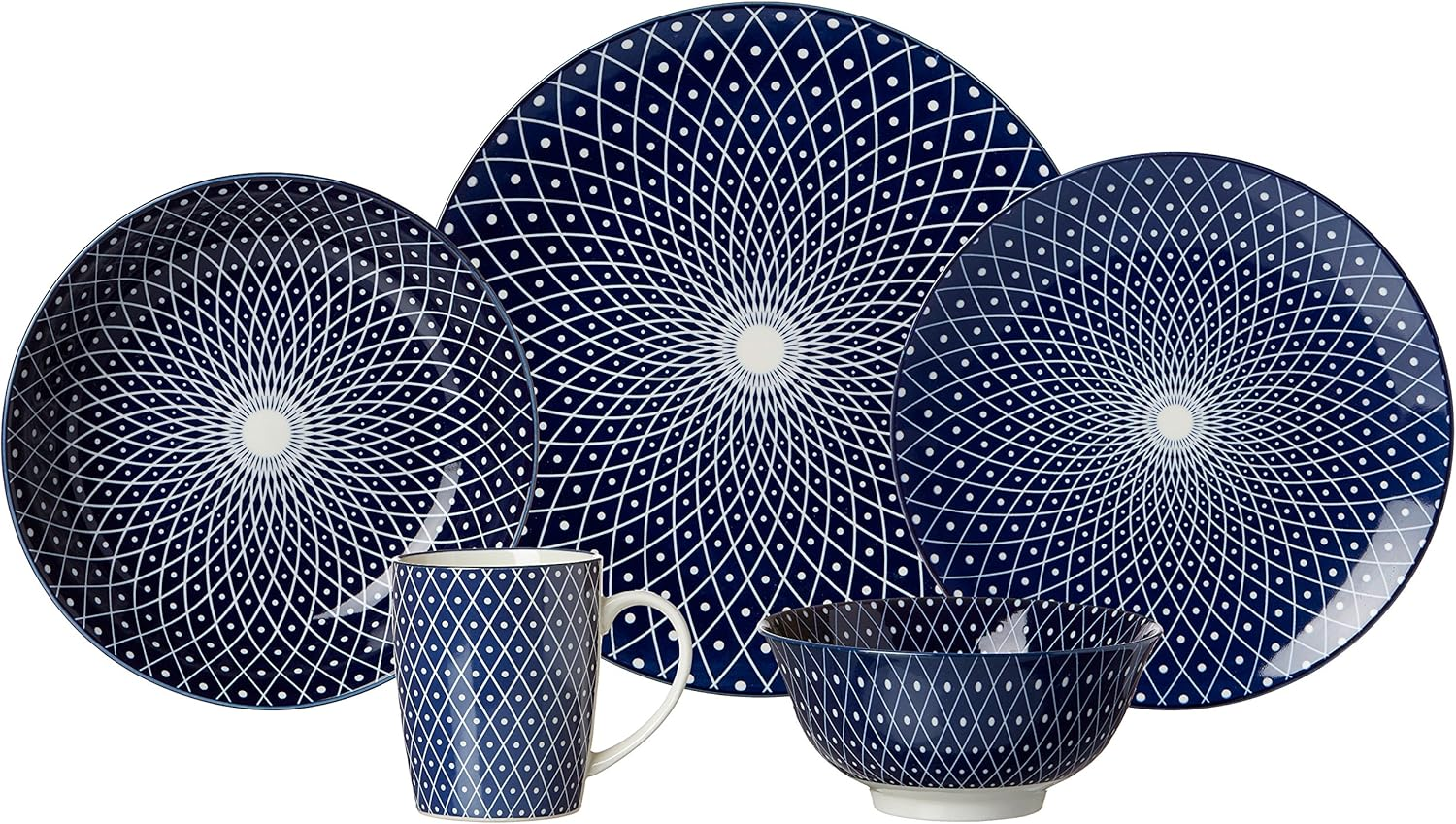 Ritzenhoff & Breker Royal Reiko 4 Piece Bowls 15.5 Cm Diameter 650 Ml Porcelain Tableware Set Blue and White image number 2