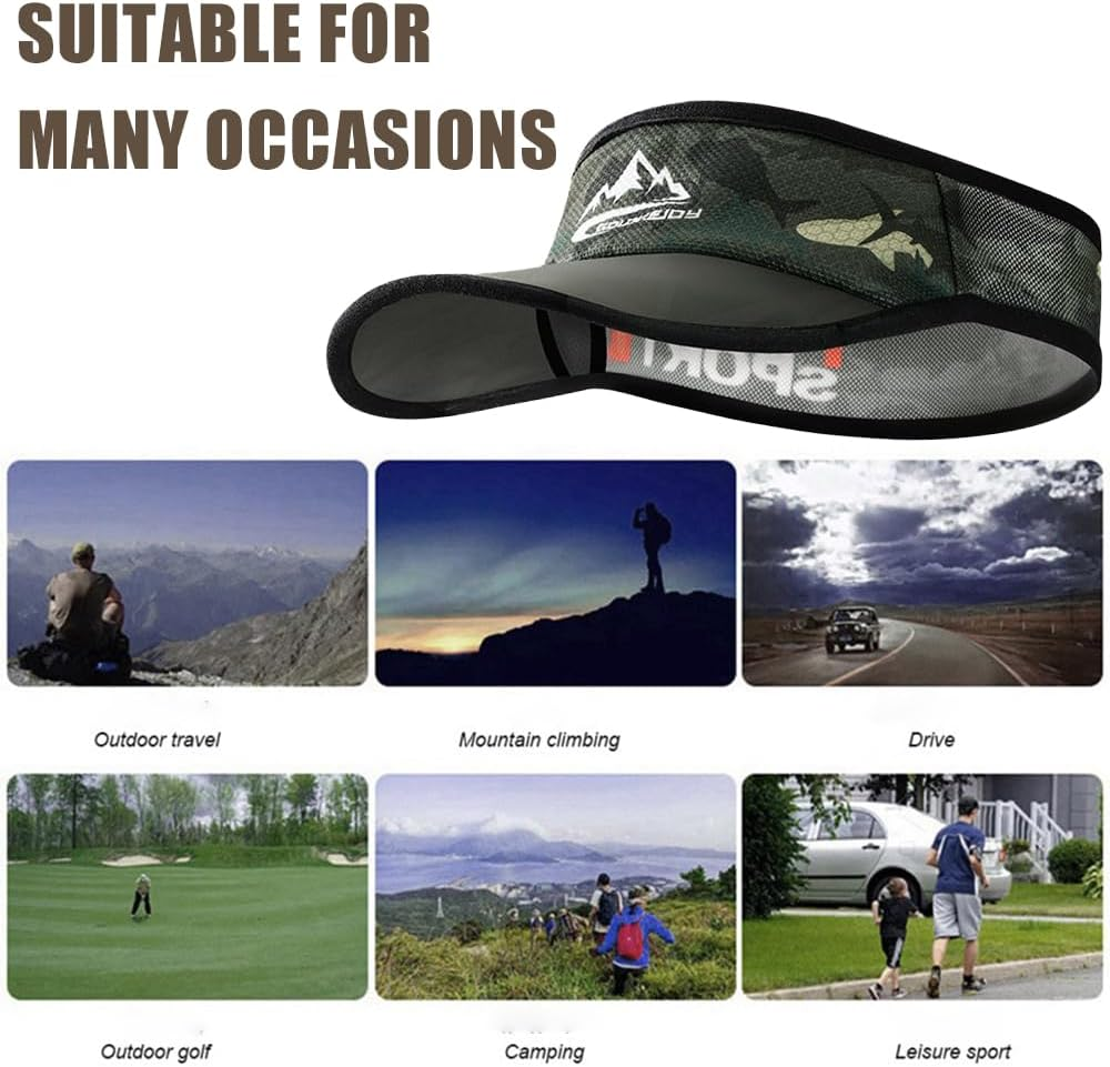 Ptduabenlu Sports Sun Visor Cap Men Women Lightweight Packable Cooling Stretchy Outdoor Visor Hat for Riding Fishing Running Tennis Golf image number 3
