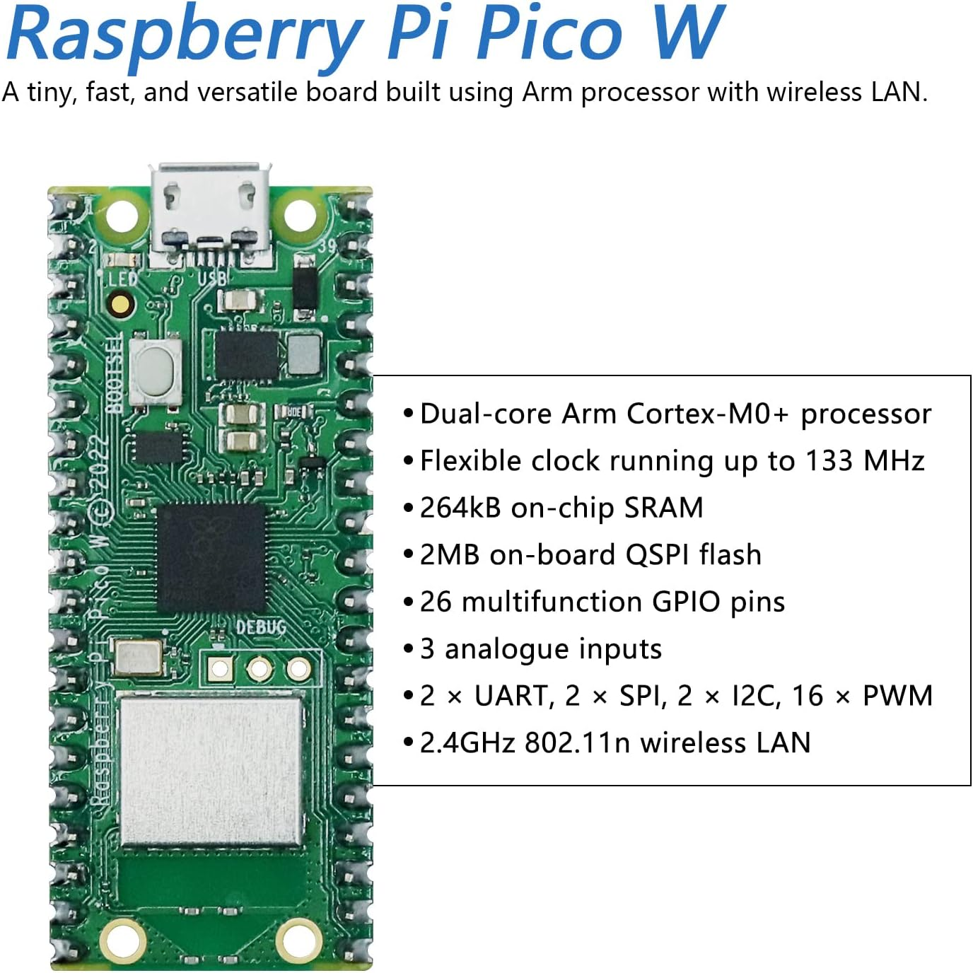 Freenove Mecanum Wheel Car Kit for Raspberry Pi Pico W (Included) (Compatible with Arduino IDE), Dot Matrix Expressions, Obstacle Avoidance, Line Tracking, Light Tracing, Colorful Light, App