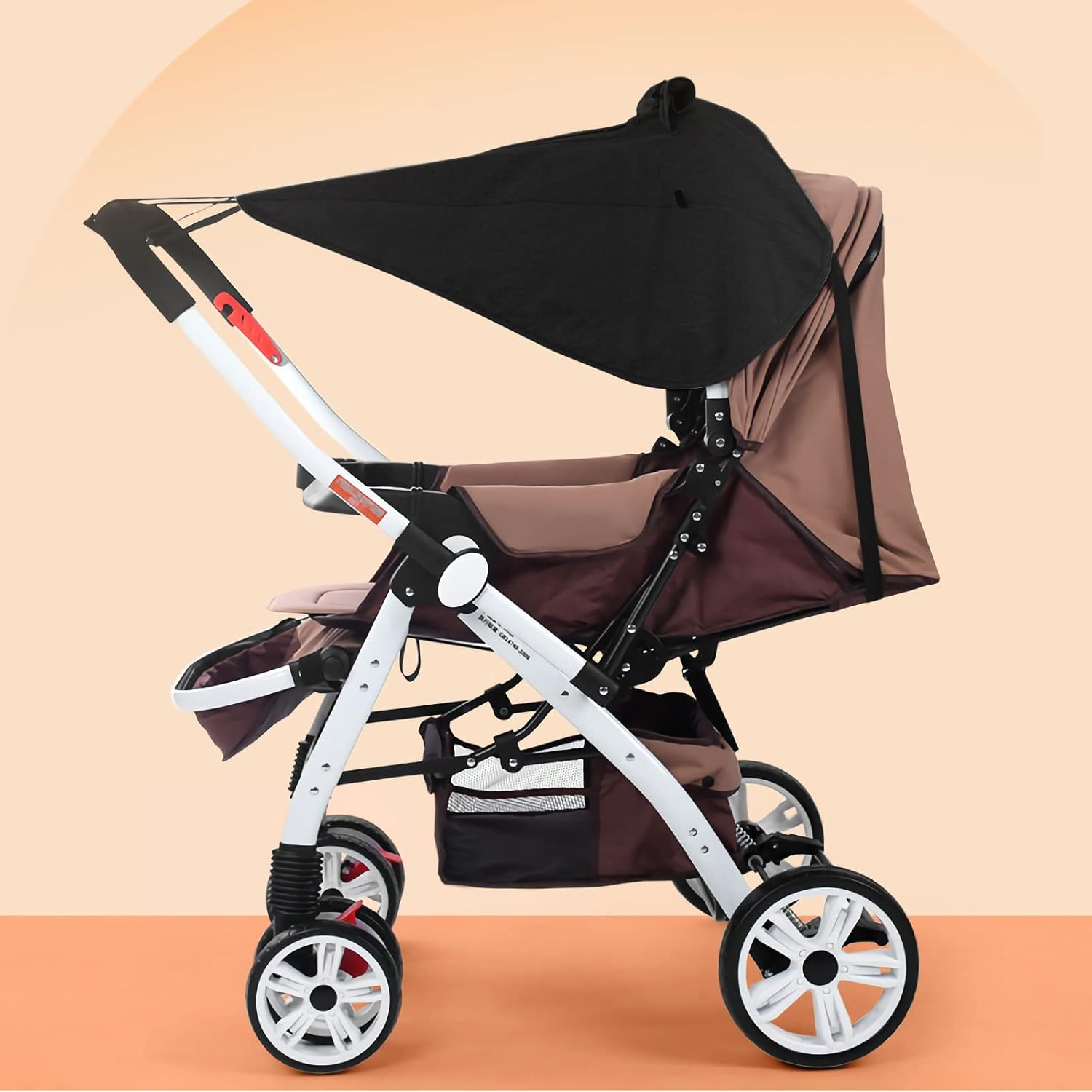 Pram Sun Shade Cover Universal Baby Stroller Awning UPF50+ Pushchair Buggy Sun Canopy Waterproof Windproof Baby Carriage Umbrella Sun Shield UV Protection Infant Carrycots Sun Visor Skylight Design image number 4