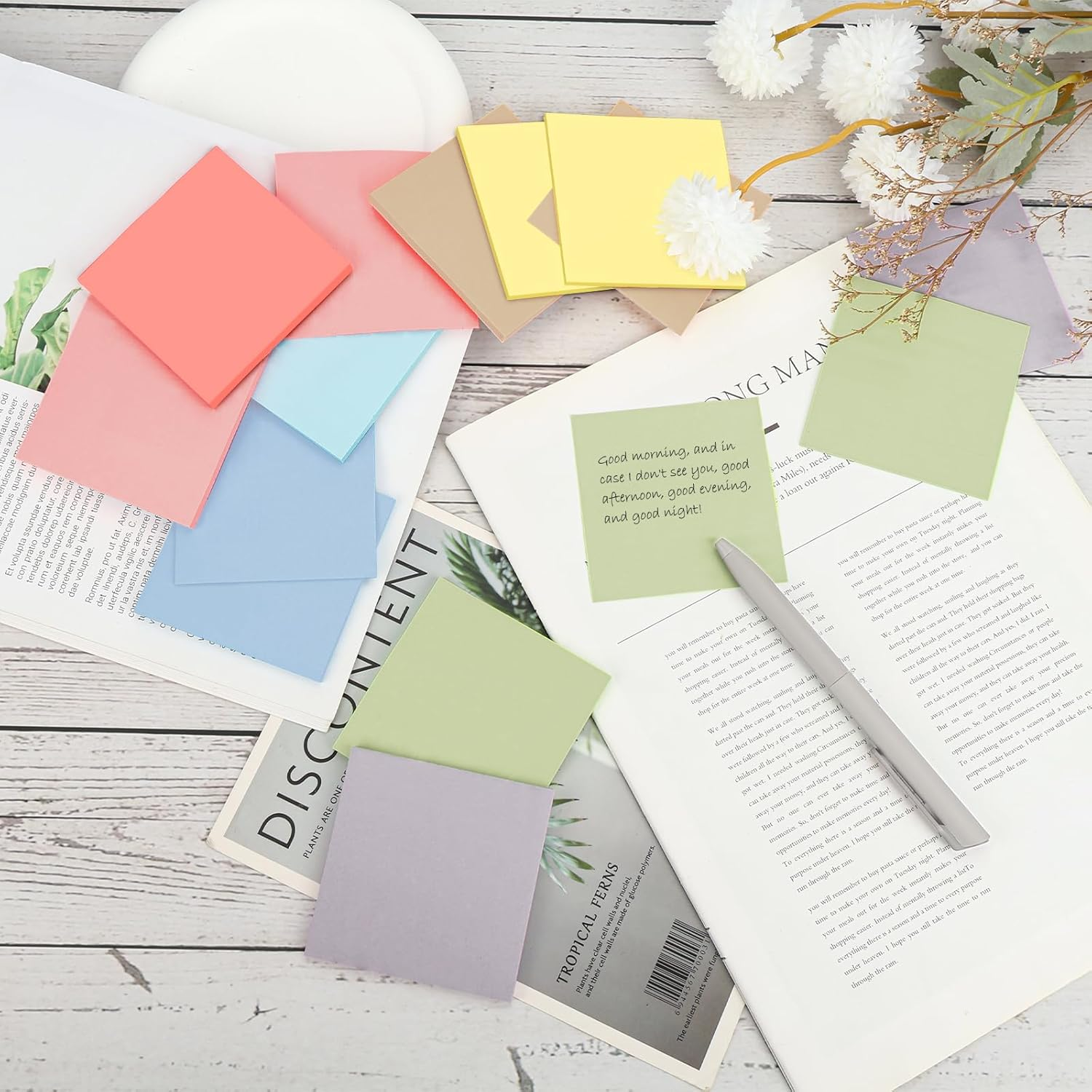 8 Pads Sticky Notes 3X3 Inches,Bright Colors Self-Stick Pads, Solid Color Premium Sticky Pads,Easy to Post for Home, Office,School, Notebook, 50 Sheets/Pad-Light Color - Bright Color image number 6