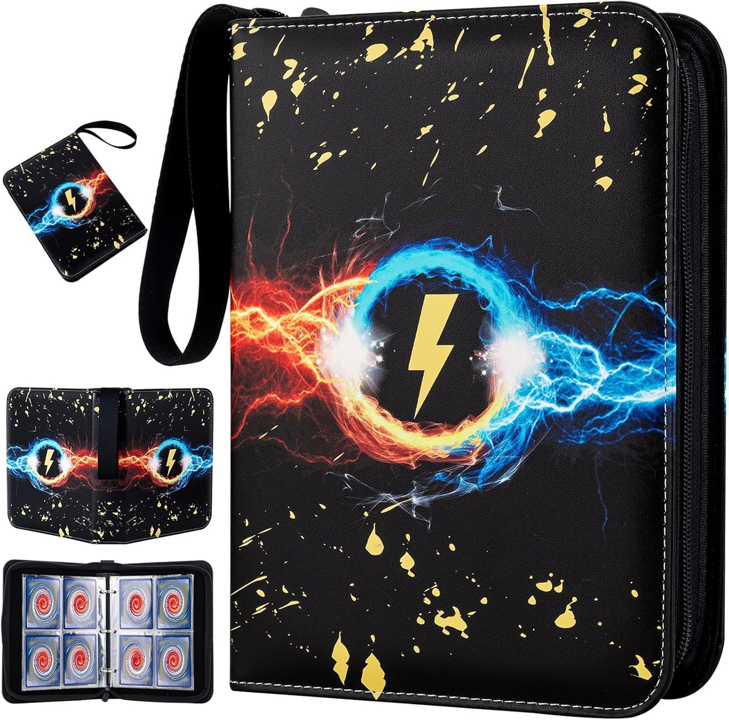 Card Binder,400 Pockets Card Holder Album, Trading Card Binder Display Storage Carrying Case Whith 50 Removable Sleeves for Standard Size Cards 4 Pocket (Black) image number 1