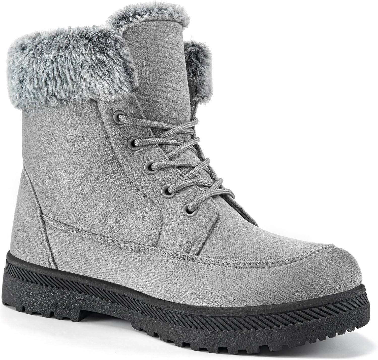 Alicegana Women'S Cotton Warm Fur Snow Winter Lace up Flat Cute plus Size Comfortable Ankle Platform Boots