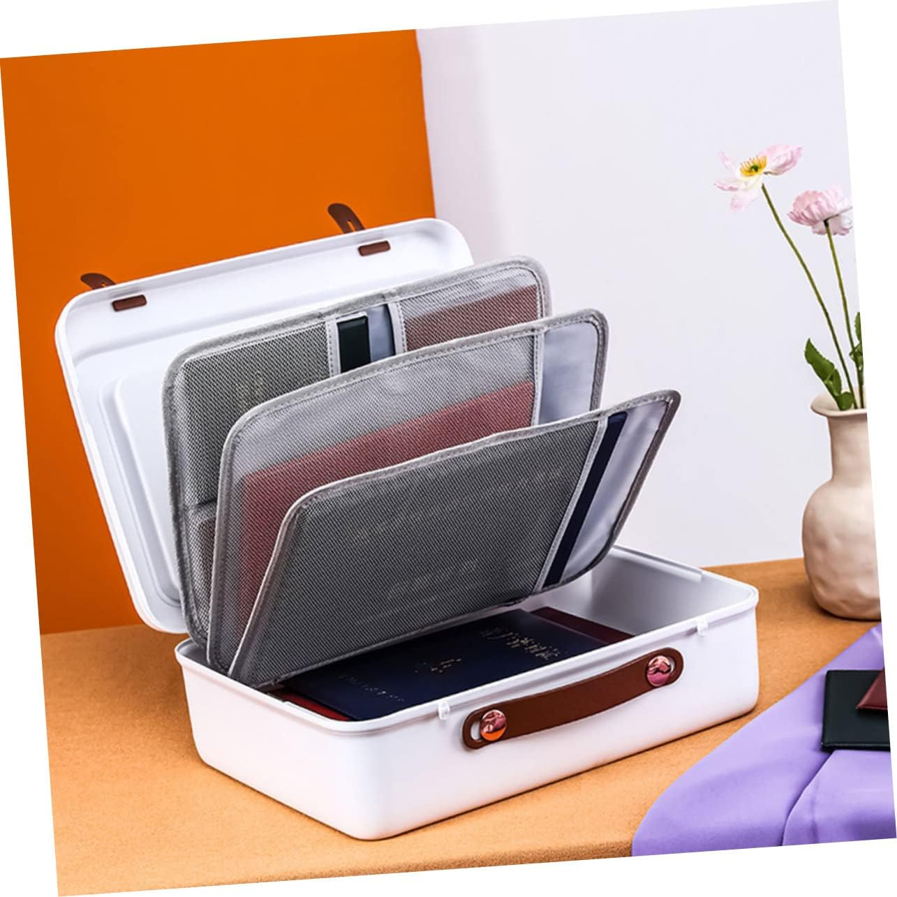 CAXUSD Id Storage Bag for Certificate and Document Box Multifunction File Case for Office Use Travel and Home Organization - Green image number 4