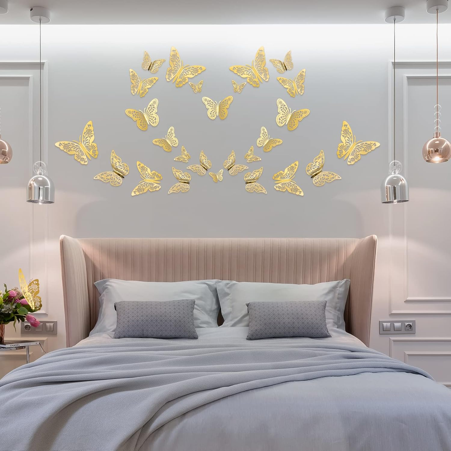 72Pcs 3D Butterfly Wall Decor, Gold Butterfly Decorations 3 Styles 3 Sizes, Butterfly Party Birthday Cake Decorations, Gold Butterfly Wall Stickers for Girls, Kids, Nursery, Wedding Decor image number 5