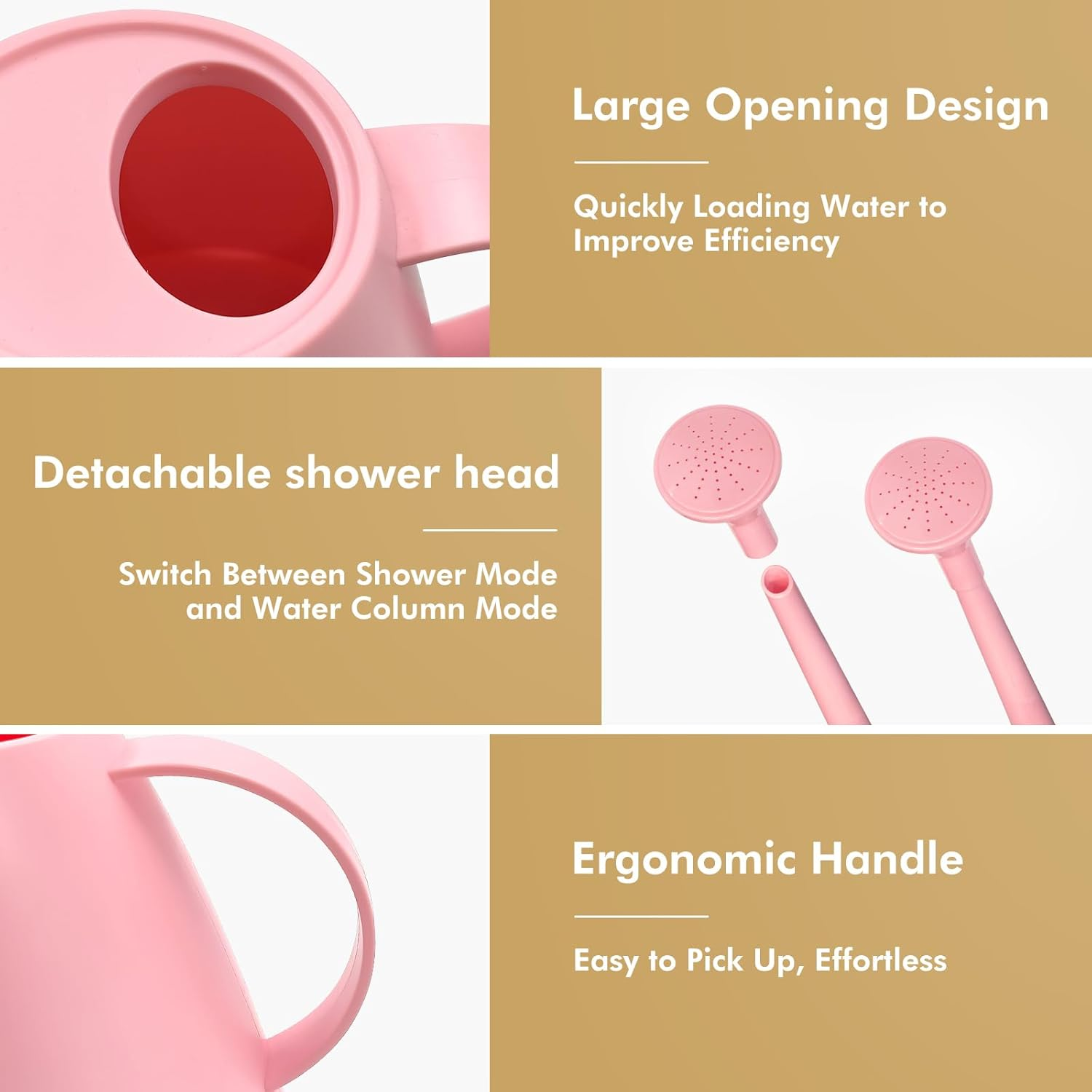 Watering Can for Indoor Outdoor Plants, Modern Small Watering Cans with Removable Nozzle, Long Spout Watering Can for Indoor Bonsai Plants Garden Flowers 1/2 Gallon 1.8L 60OZ image number 3