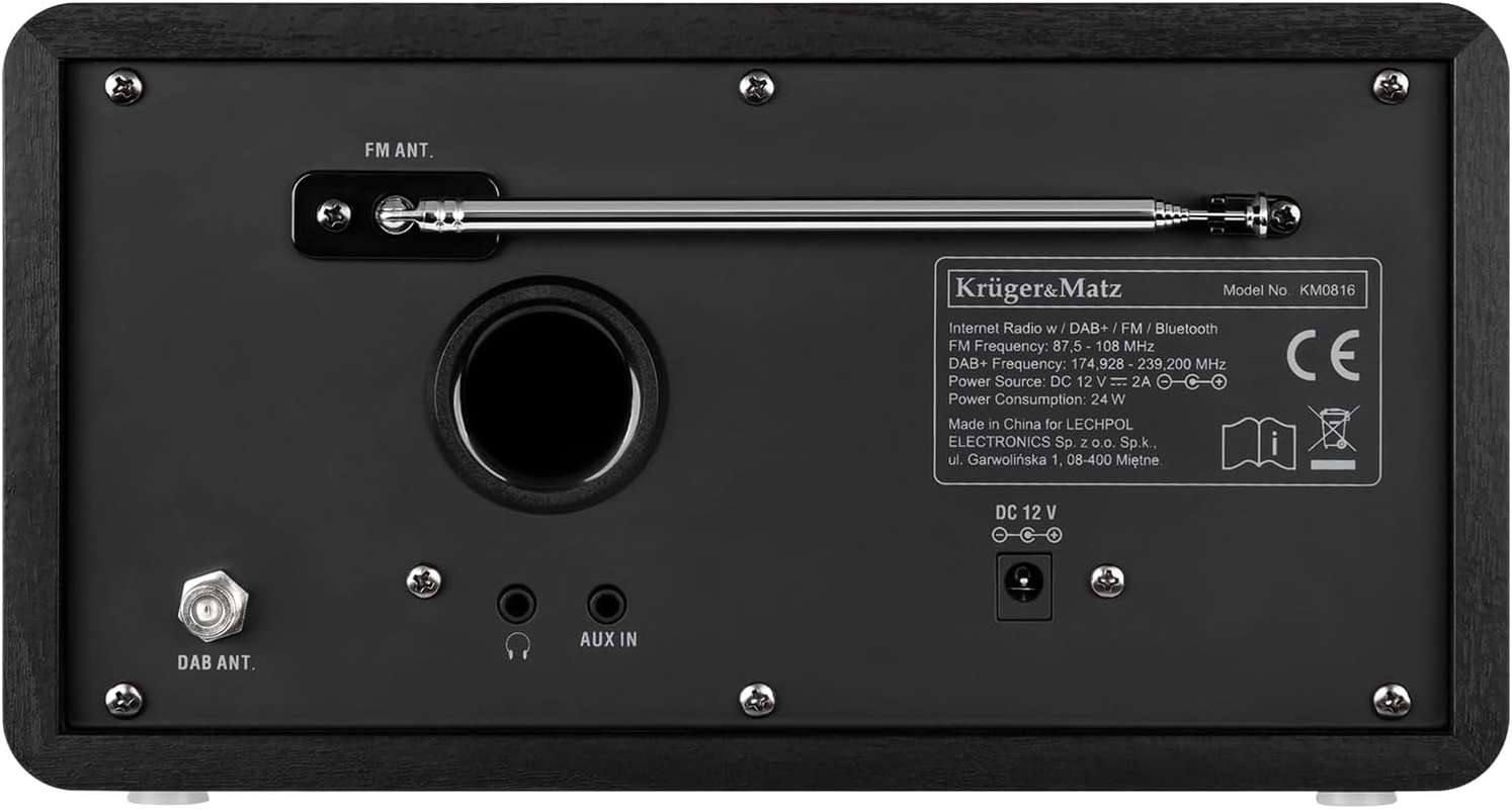 Kr&uuml;ger&Matz KM0816 Internet Radio with Weather Station, Alarm, RDS, Bluetooth Fm/Dab+/Internet, Black image number 1