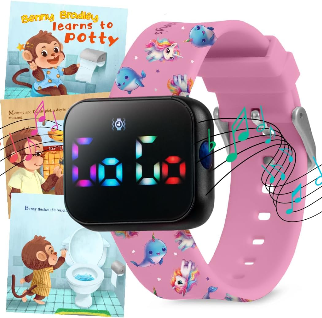 Potty Training Watch for Kids V2 &ndash; a Water Resistant Potty Reminder Device for Boys & Girls to Train Your Toddler with Fun/Musical & Vibration Interval Reminder with Potty Training Ebook