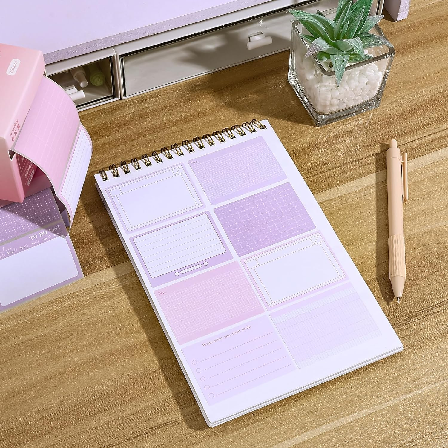 BAYTORY 512 Sheets Sticky Notes Roll Tape, 1.7 X 2.4 Inch Full Adhesive Pop-Out Sticky Notes with Pull Out Dispenser Boxes, Memo Pads Sticker Label for Noting Writing (Pink & Purple) - Pink  Purple image number 3