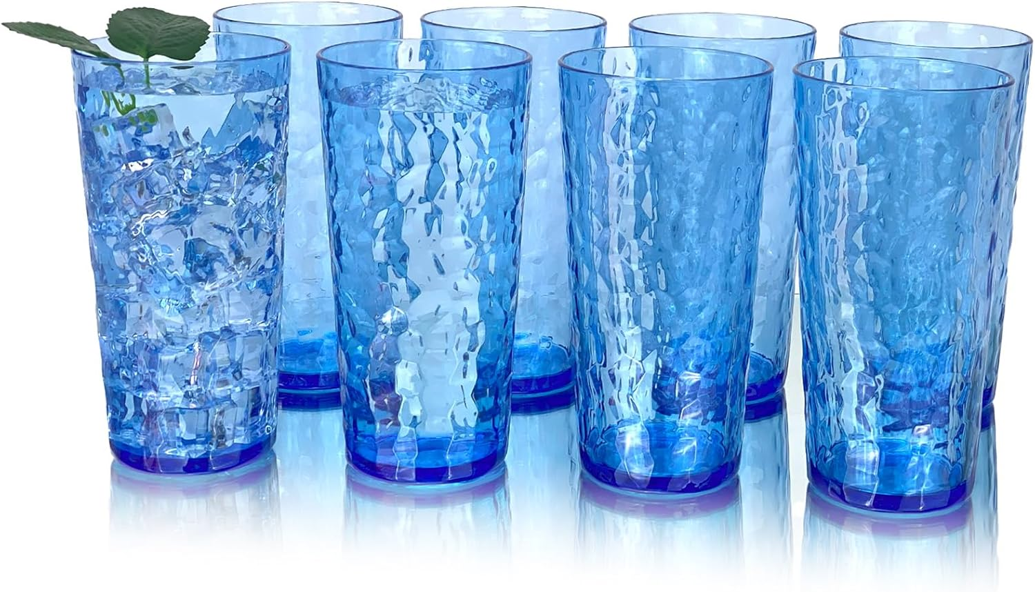 24-Ounce Plastic Tumblers (Set of 8), Reusable Plastic Mugs, Bpa-Free Acrylic to Drink Mugs, Shatter Resistant, Textured Interior, Dishwasher Safe (Red, 24 Ounce)