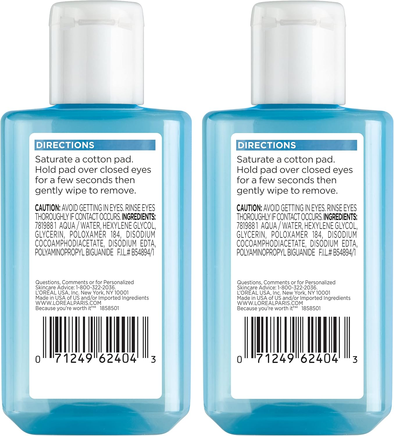 L'Oreal Paris Clean Artiste Oil Free Eye Makeup Remover, 2 Count image number 3