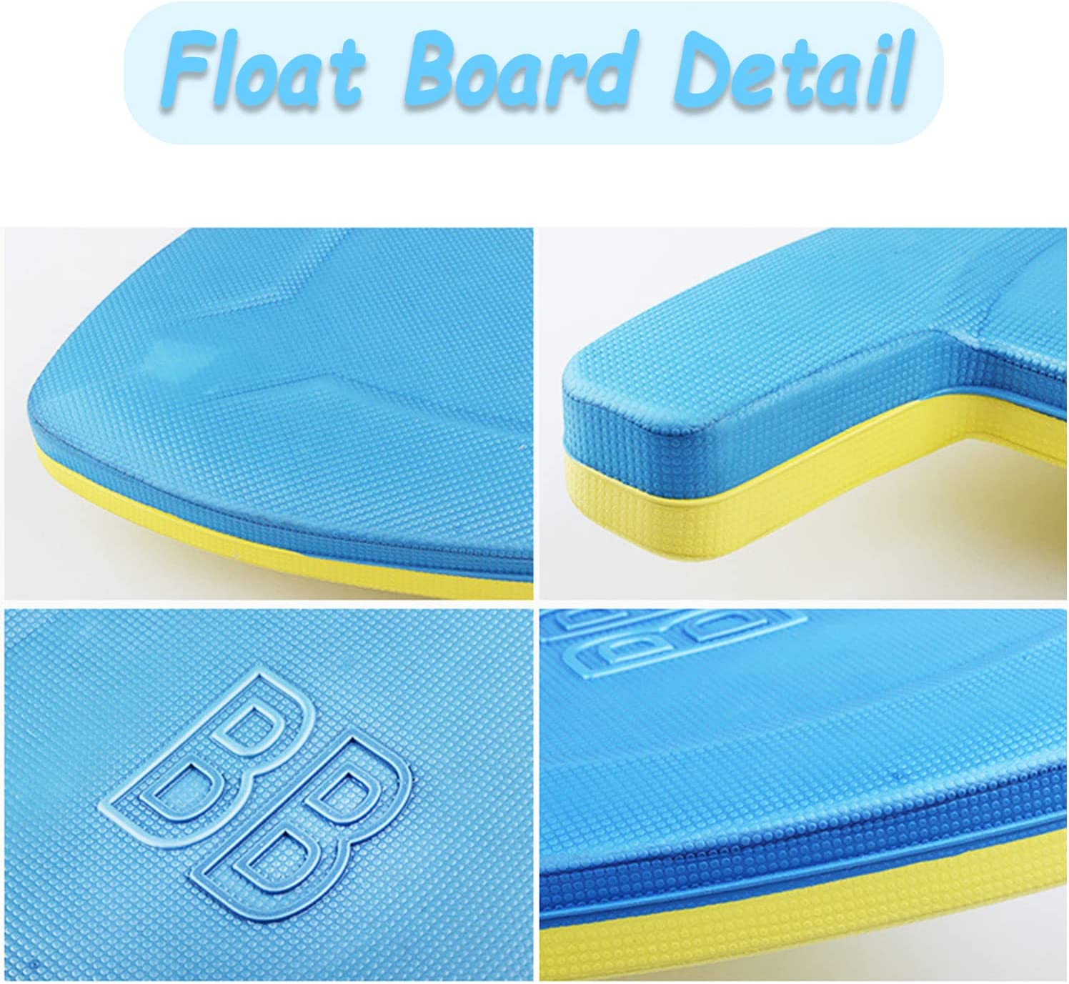 Swimming Kickboard，Kids Adults Swimming Learning Trainer Pool Training EVA Aid Float Board - Blue  Yellow image number 2