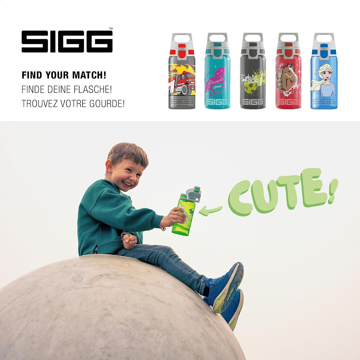 SIGG Viva ONE Children'S Drinking Bottle (0.5 L), Non-Toxic Kids Water Bottle with Non-Spill Lid, Lightweight Children'S Bottle Made of Polypropylene - 11 Sharkies image number 5