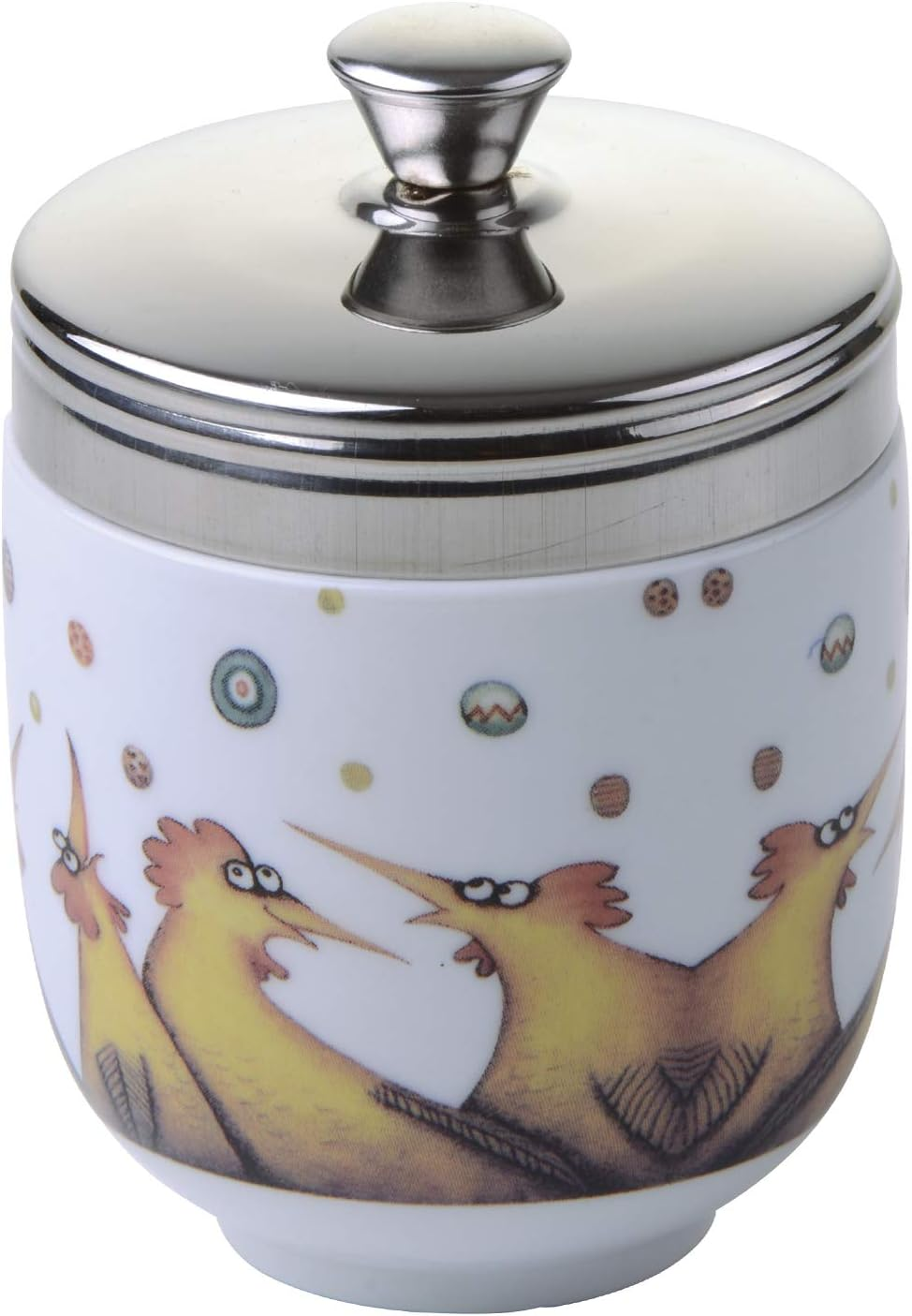 BIA International - Porcelain Egg Coddler - Set of 2 Multi-Coloured Porcelain Egg Poachers with Raining Eggs Design by Artist Clare Mackie, Kitchen Egg Boiler and Multi Cooker, Gift Boxed Packaged image number 1