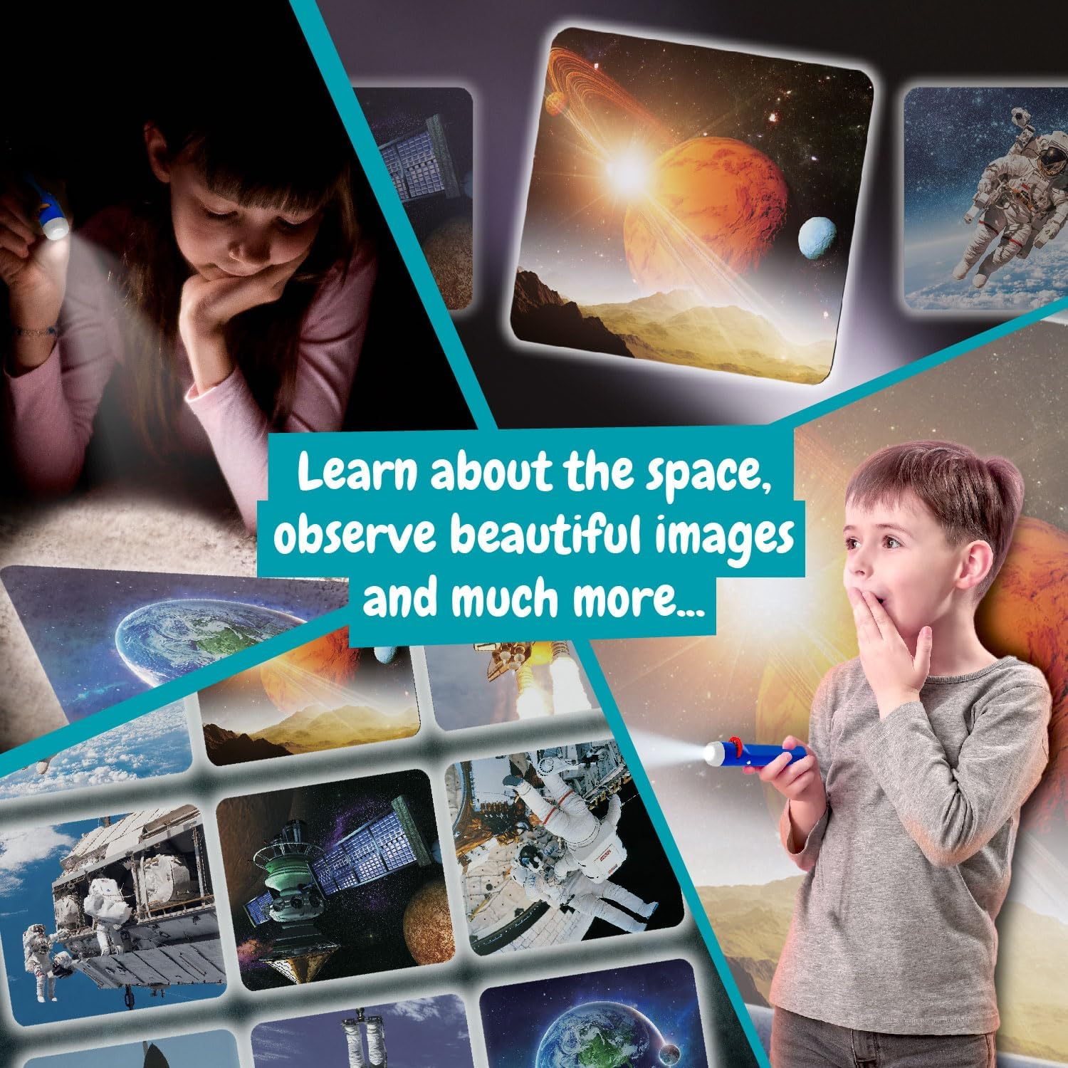 Science4You Space Torch and Projector - Solar System Projector Torch, Explore the Universe, Galaxy Projector Light with Planets for Kids, Space Toys, Games and Gifts for 4 Year Olds Boys and Girls image number 6