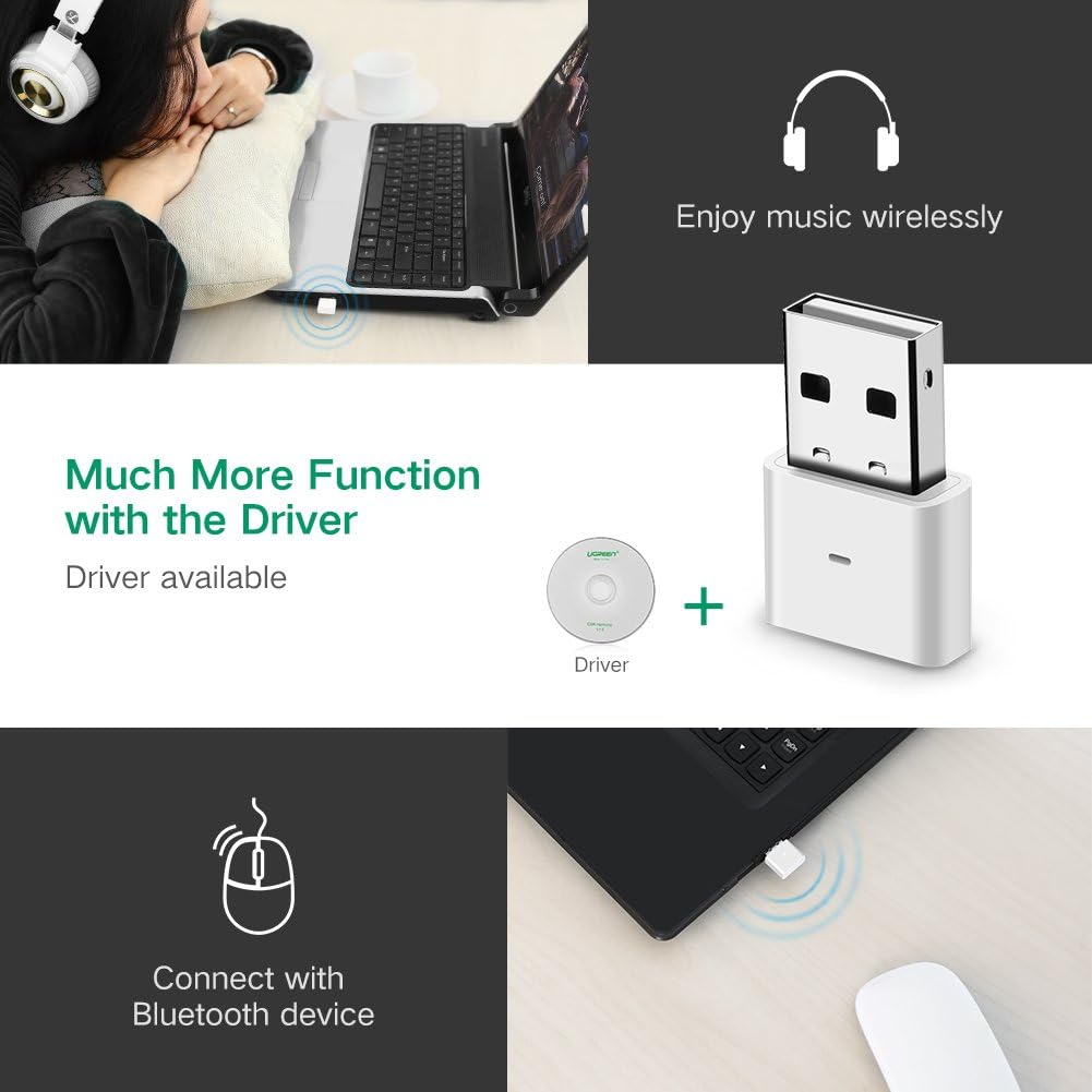 UGREEN USB Bluetooth 4.0 Adapter - White (30723) (V28-ACBUGN30723) image number 3