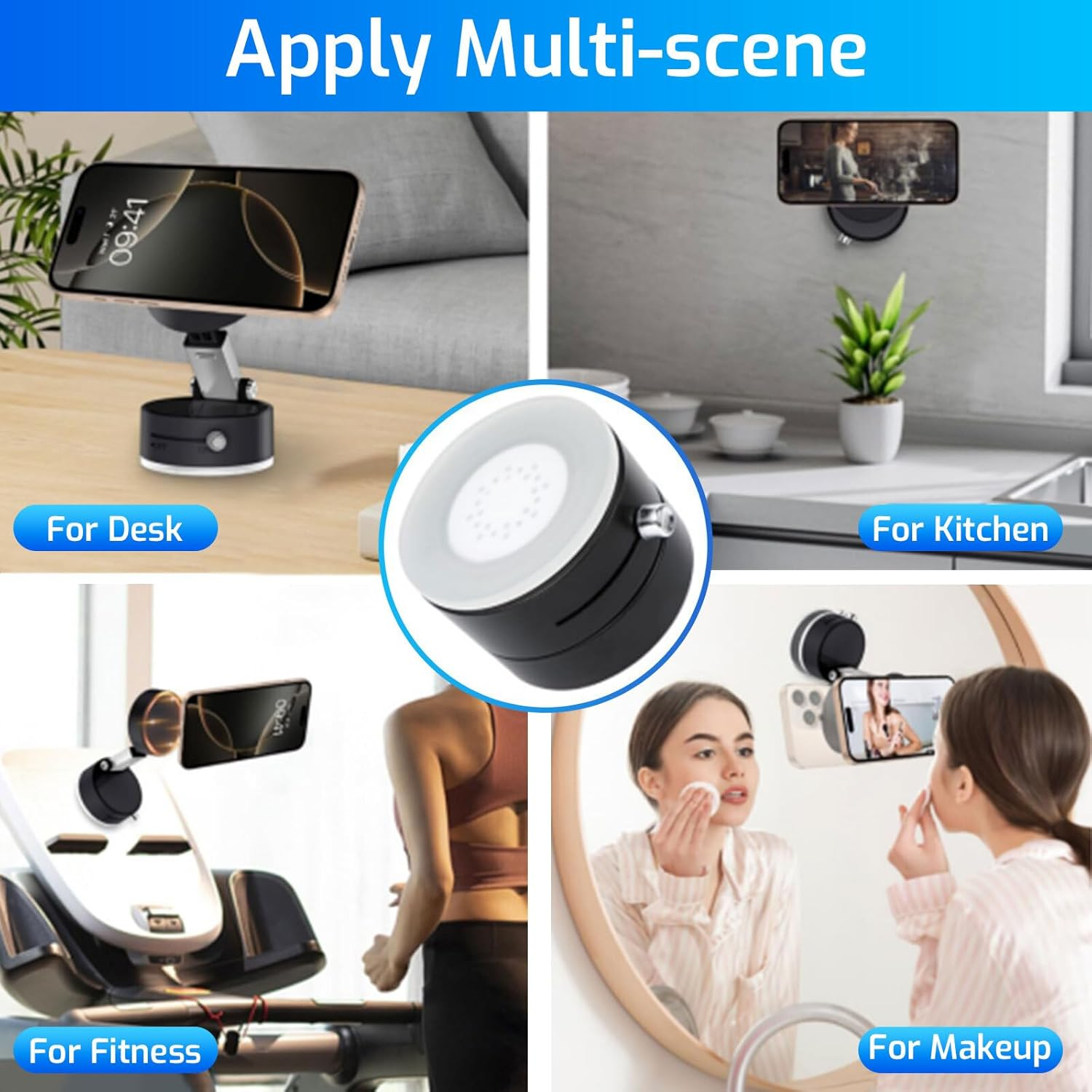 Lyvixora 2025 Magnetic Phone Holder for Car, Vacuum Suction Cup Phone Mount with Foldable Design - Double-Sided Strong Adsorption& Rotational Adjustment Phone Holder for Smooth Surface (Black) image number 1