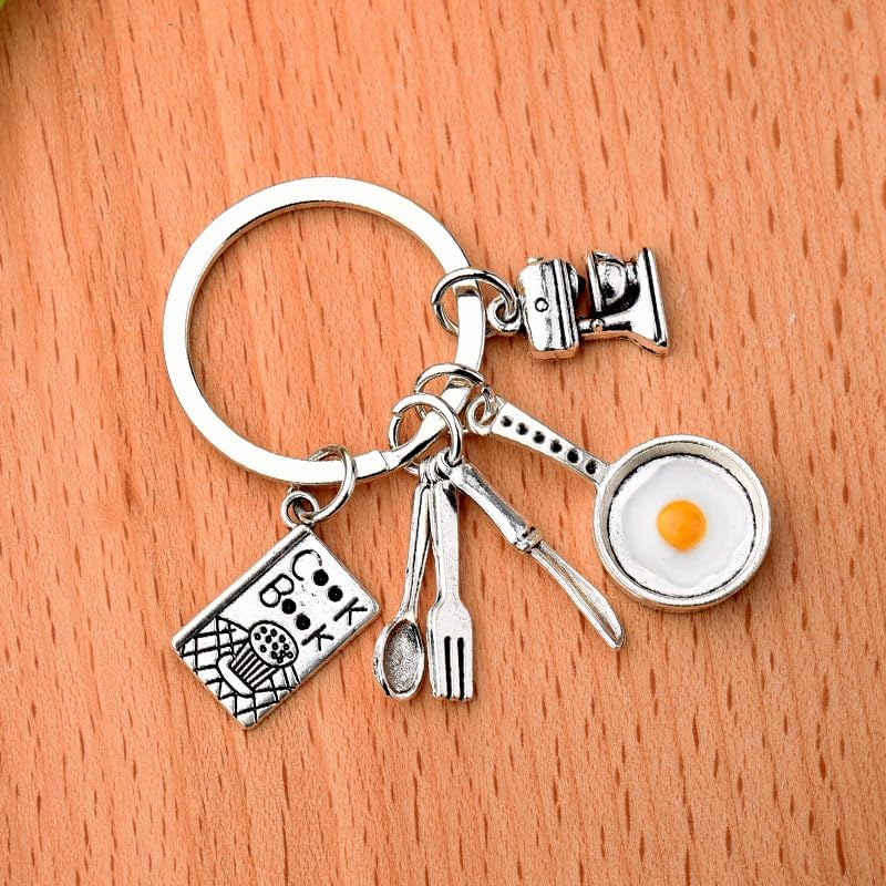 Chef Keychain Accessories Food Cooking Gifts for Women Men Chef Birthday Gifts for Mom Dad Cook Lover Gifts Keychain for Bag Accessories Charms for Handbags Car Key Chain for Backpacks Bake Keychains image number 4