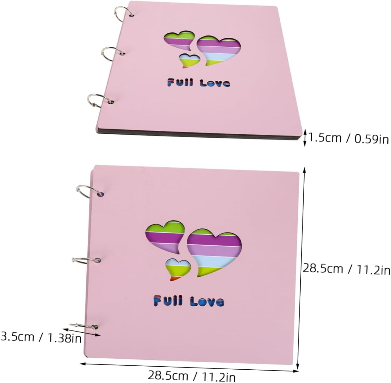 SOLUSTRE Wooden Photo Album Hollow Heart Design Scrapbook for Weddings Birthdays Memories Compact Easy to Use For image number 1