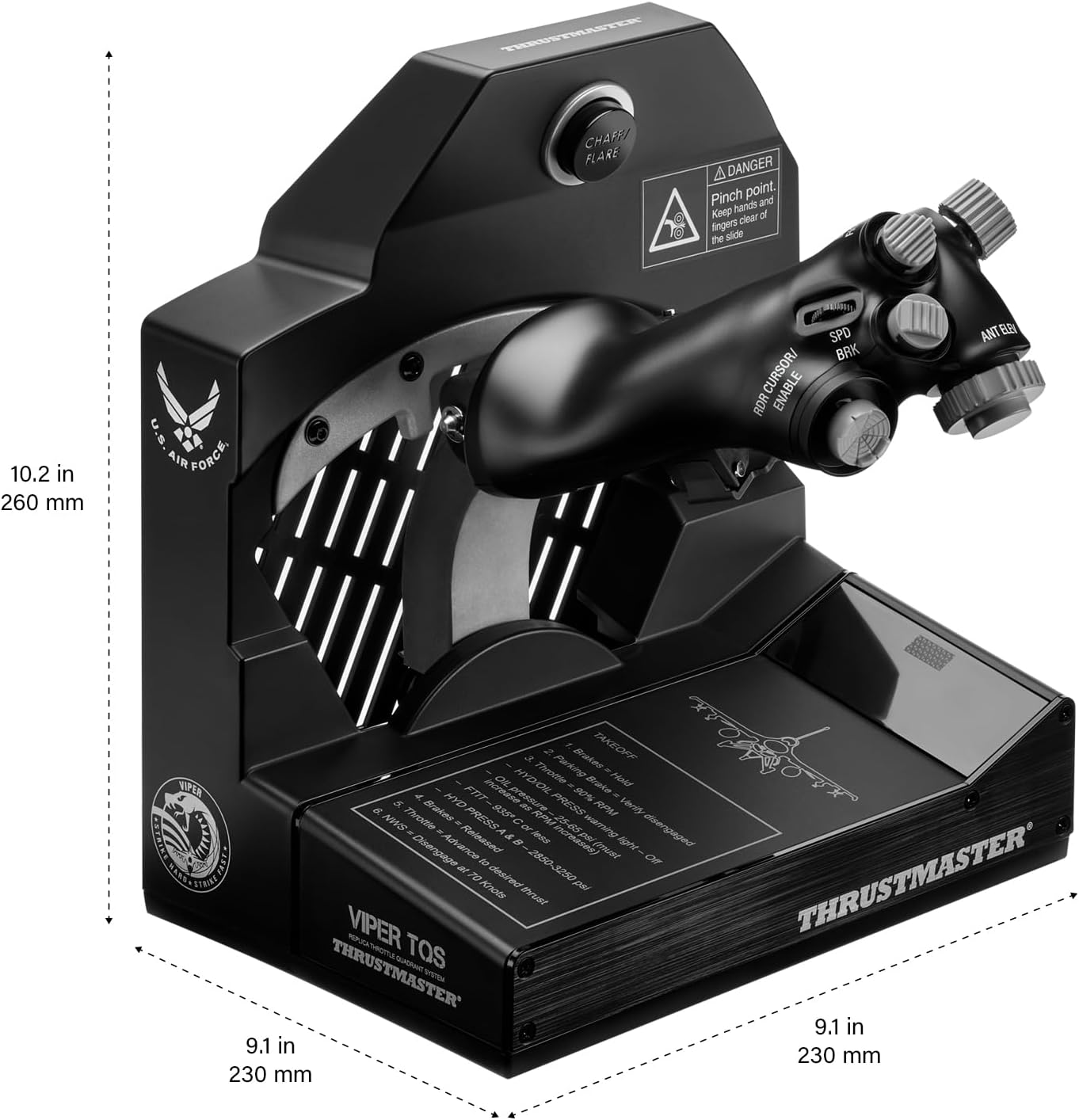 Thrustmaster Viper TQS: Metal Throttle Quadrant System, 21 Action Buttons, 5 Axes, Iconic Chaff/Flare Functions, Licensed by the U.S. Air Force (PC) image number 6