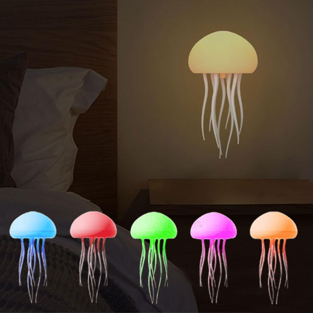 Bedside Bedroom Companion Light Voice Control Type-C Charging Jellyfish Shape Baby Night Light RGB Gradient Flexible Tentacles for Bedroom Home Decor image number 3