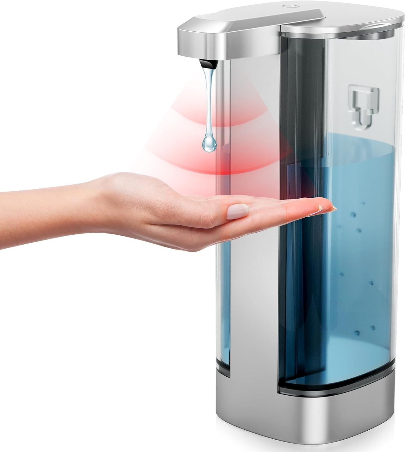 Automatic Liquid Soap Dispenser 17Oz/500Ml Touchless Dish Soap Dispenser IPX5 Waterproof 4 Adjustable Dispensing Levels,Usb Liquid Hand Soap Dispenser Electric for Kitchen Bathroom Hotel (Silver) image number 1
