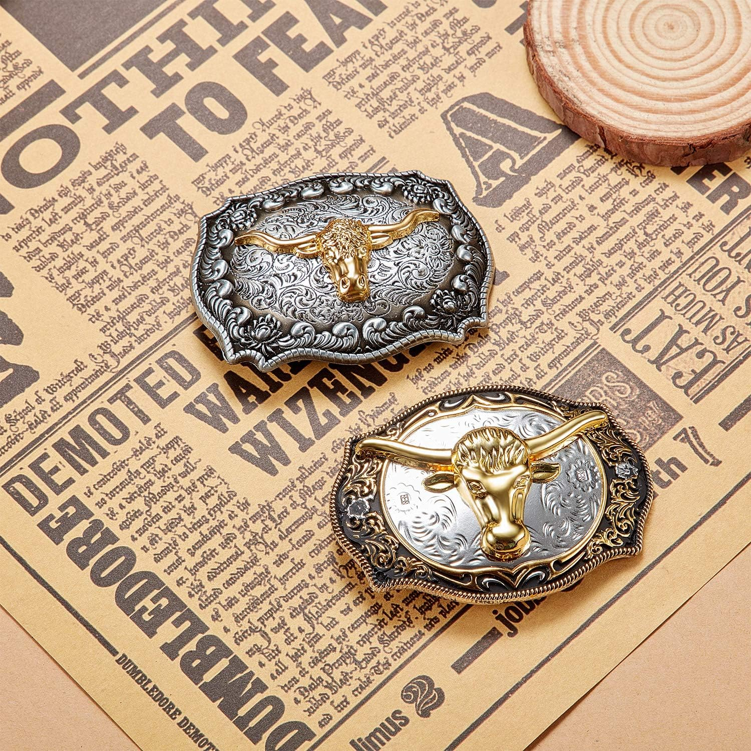 WILLBOND 2 Pieces Longhorn Bull Eagle Letter J Belt Buckle Cowboy Belt Buckle Western Rodeo Bull Buckle for Men