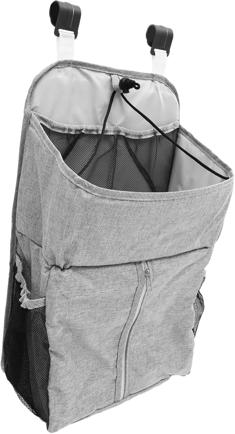 SECFOU 1Pc Crib Organizer Diaper Storage Bag Hanging Pouch for Stroller and Bed Material Convenient Essentials Holder Grey image number 5