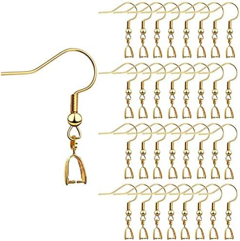 KJMYYXGS 50PCS Earring Hooks with Pinch Bails Clasp for DIY Earring Making (Silver)