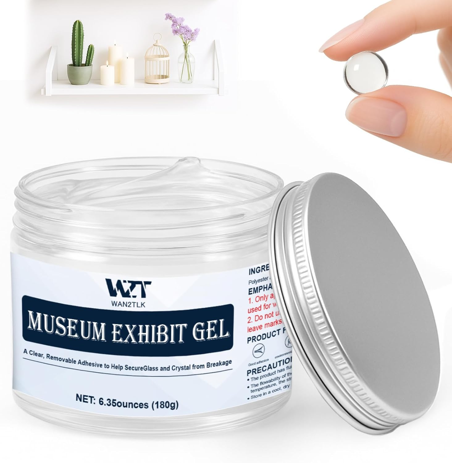 WAN2TLK Museum Gel 180G/6.5Oz| Museum Putty Clear Removable/Reusable | Protects Artifacts and Fragile Items | Shock and Slip Resistant | Essential for Home and Commercial Displays image number 3