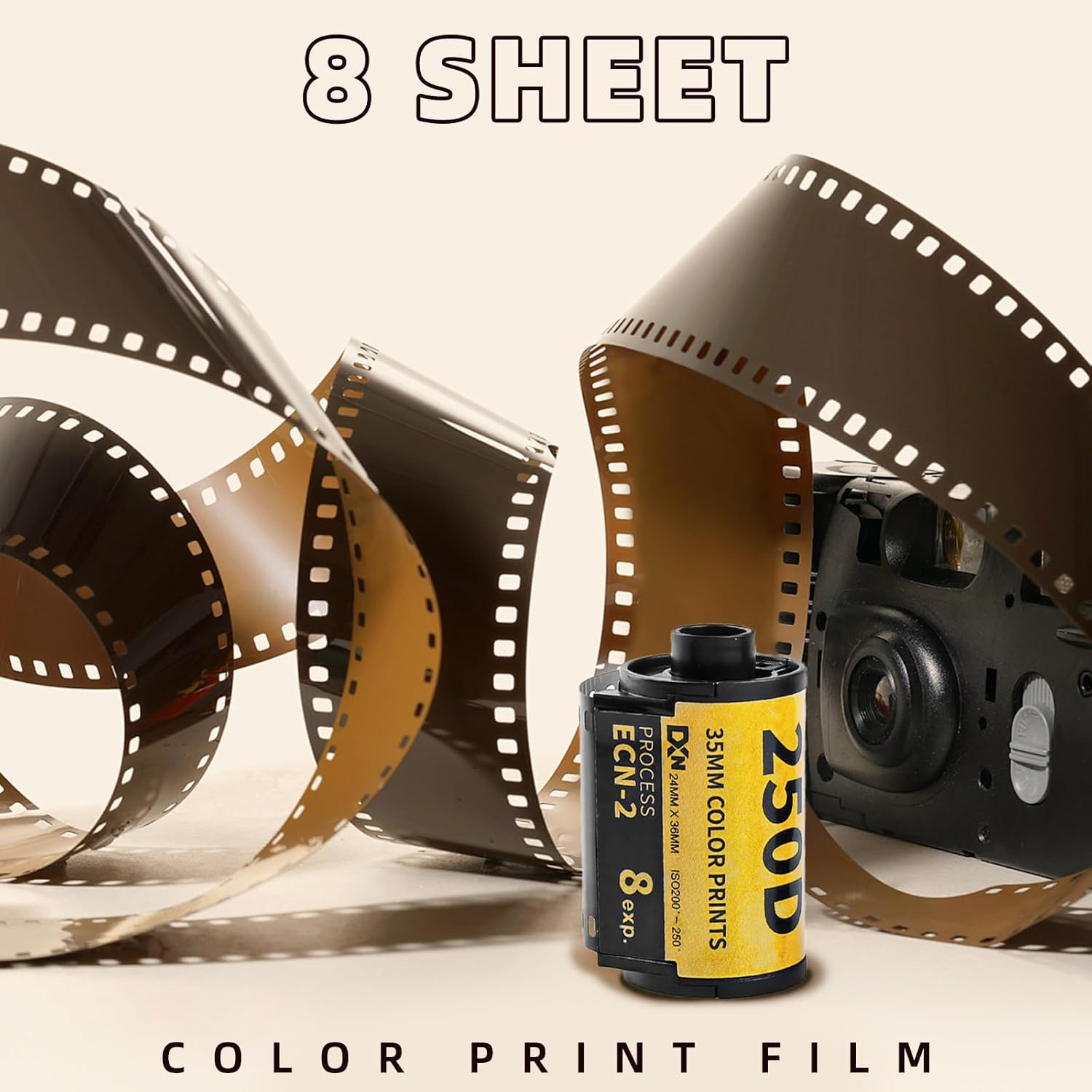 Color Print Film, 35Mm ECN 2 Process Colour Print Camera Film Roll 250D Color Negative Films for 135 Camera Photo Accessories (8 Sheet) image number 6