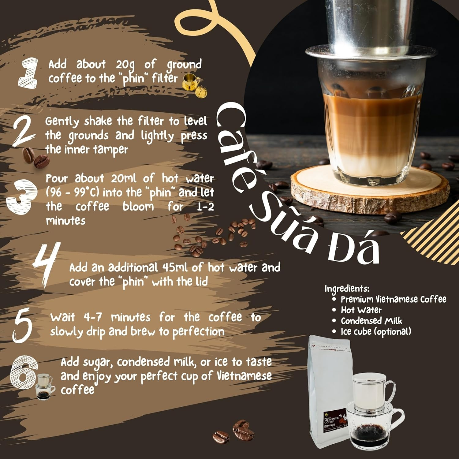 Vietnamese Coffee Phin Filter - Silver, Traditional Portable Stainless Steel Coffee Phin for Authentic Vietnamese Coffee Drip Brewing image number 6