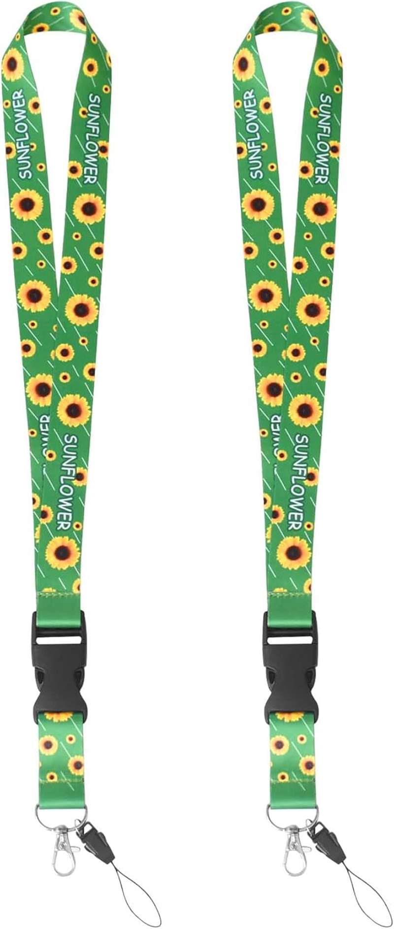 Sunflower Lanyard with Removable Buckle, 2Pcs Cute Lanyards for Keys, ID Badges, Bus Pass, Detachable Badge Lanyards for Women, Men, Teachers, Nurses, for Work, School, and Daily Use image number 2
