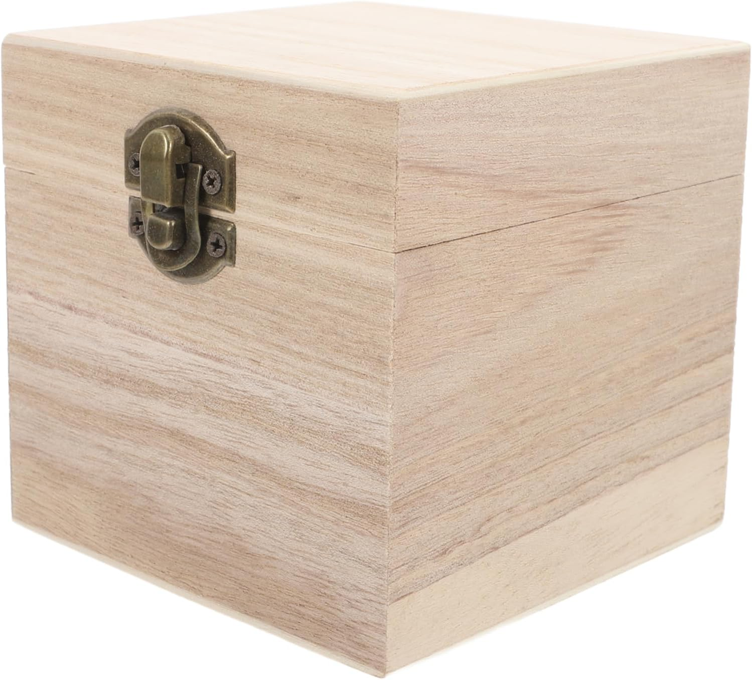 Luxurious Unfinished Wood Square Box Lock Decorative Storage for Jewelry Watch Craft Keepsake Lids Home Decoration image number 3