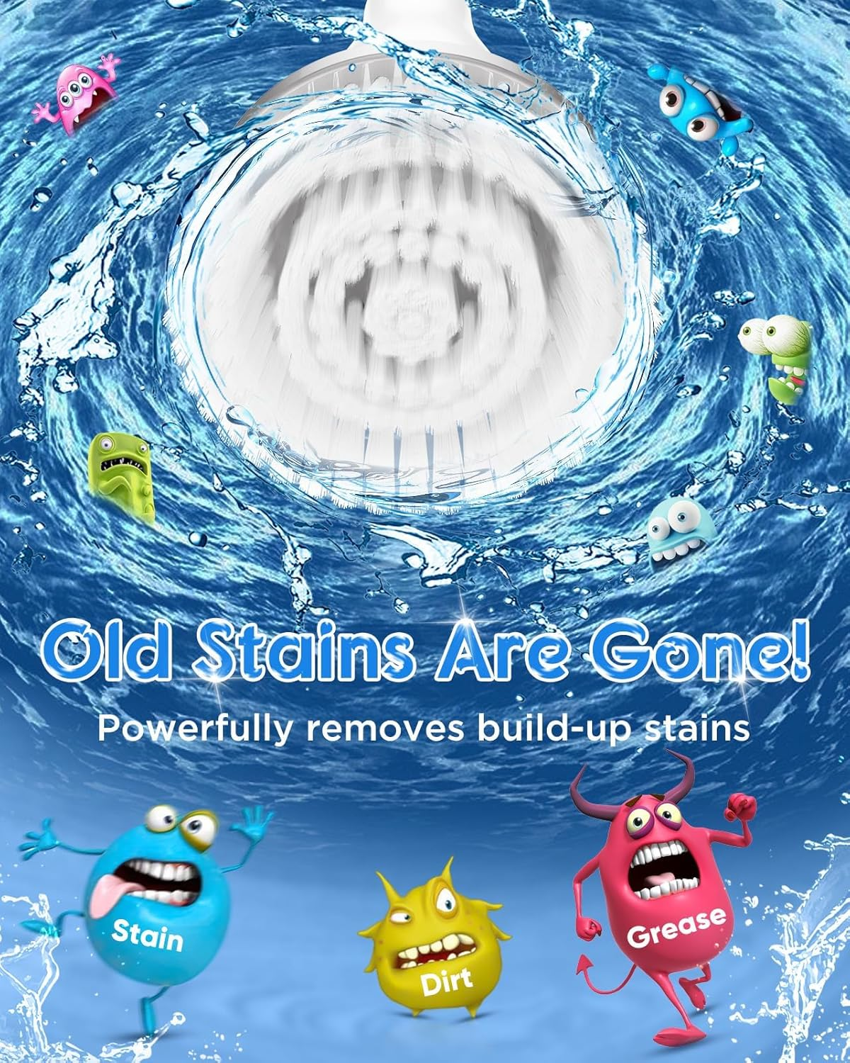 Electric Spin Scrubber with Battery Power Display, Fast-Charging Cordless Shower Scrubber with Long Handle, 4 Replaceable Brush Head, 1.5H & 2 Speeds Electric Scrubber (White)