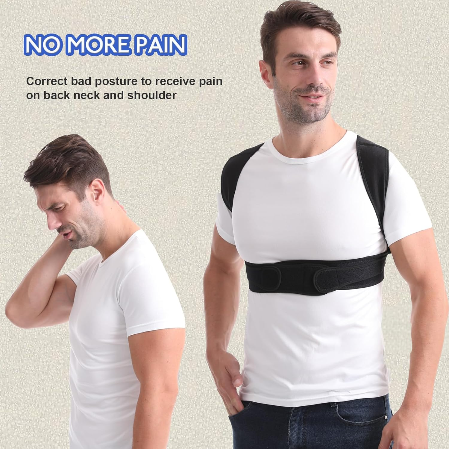 Paskyee Posture Corrector for Women and Men，Adjustable Back Brace for Scoliosis, Hunchback Correction, Back Pain, Spine Corrector, Invisible under Clothes Black L/XL image number 5