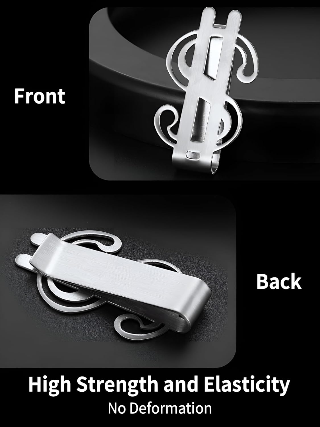2PCS Stainless Steel Money Clip Slim Wallet Credit Business Card Holder for Men, Wallet Charms Father Dad Husband image number 3