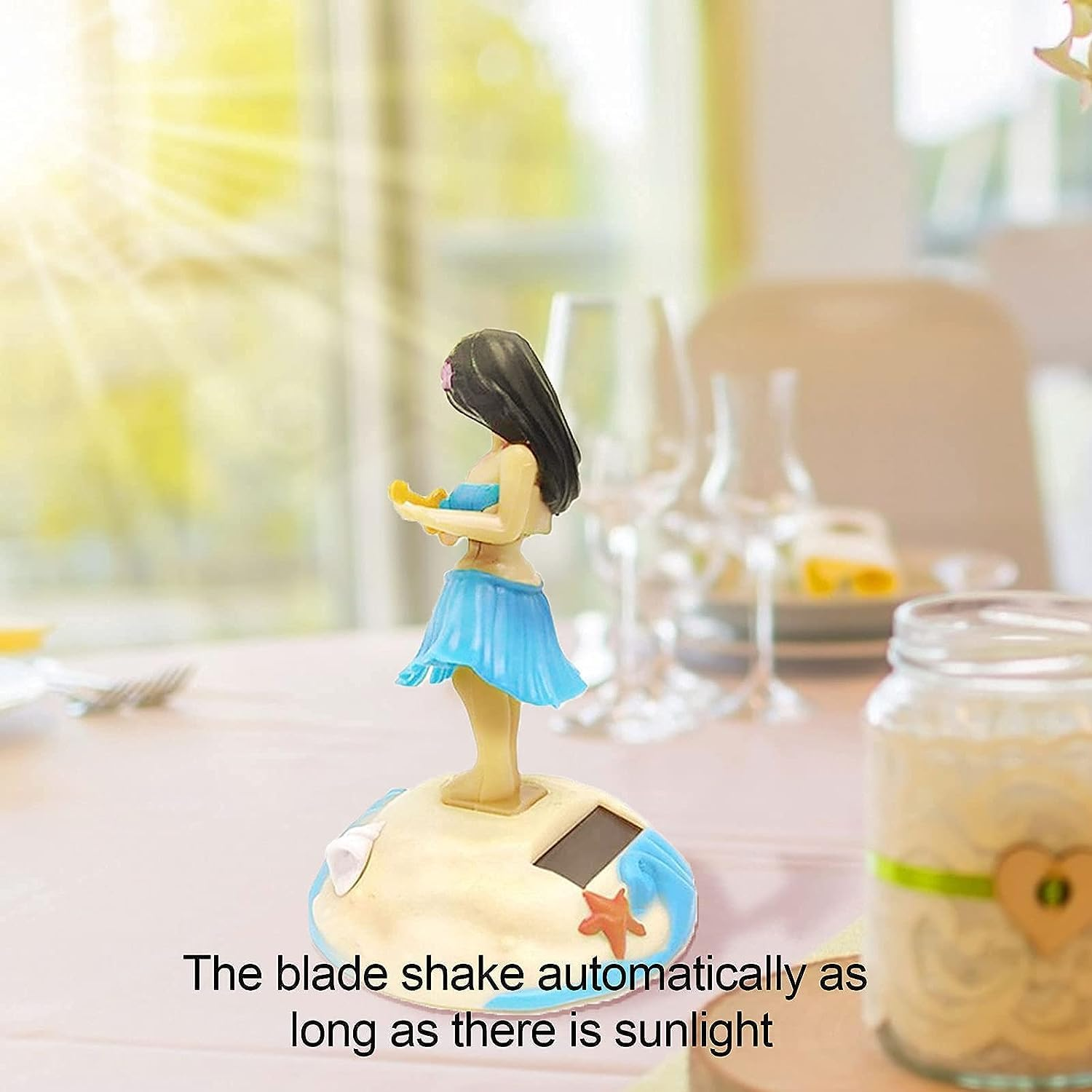 Solar Powered Dancing Figures Decoration - Solar Shaking Head Ornaments Hula Girl - Solar Powered Car Dashboard Interior Decoration Desktop Ornaments Dancing Toy Shaking Head Figure Toy Car Interior H image number 5