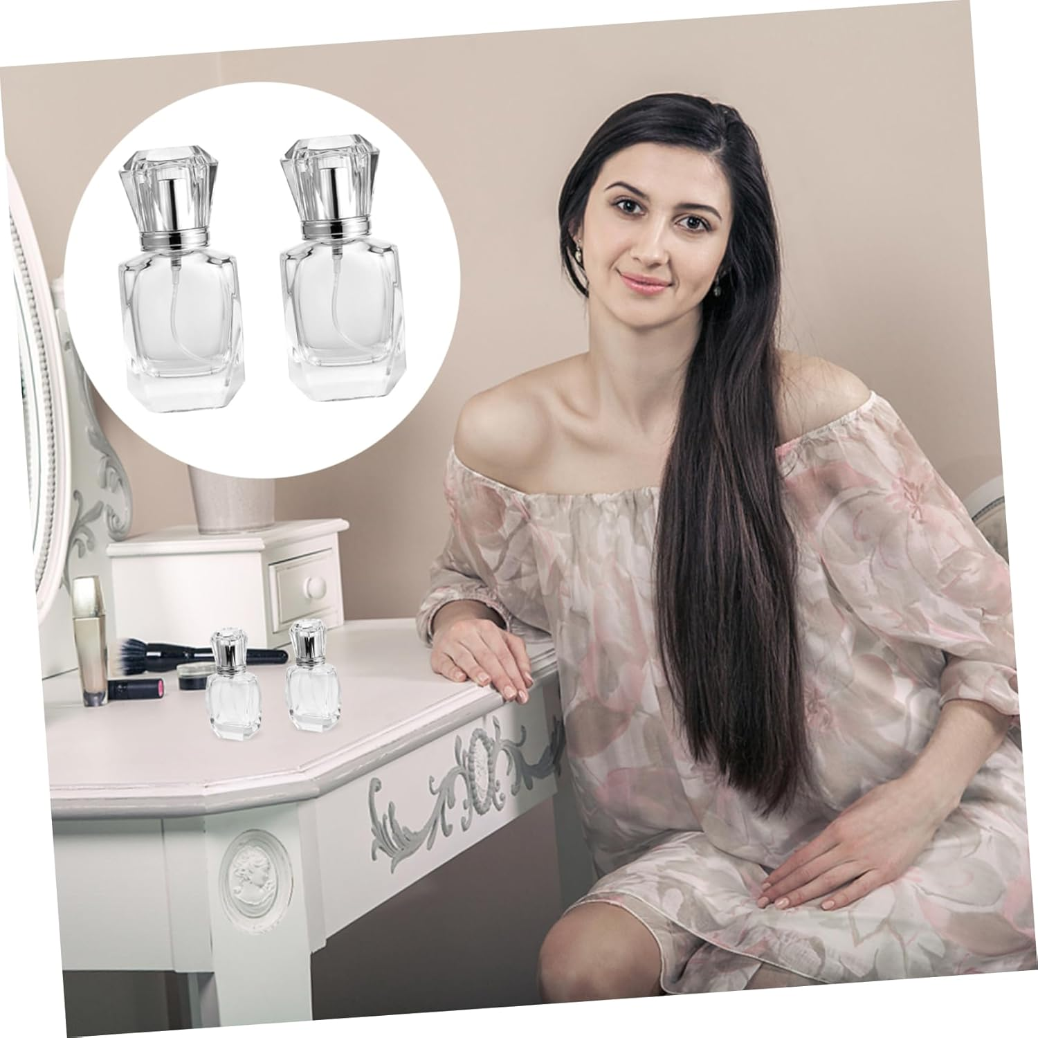 LALADEFIEE 2Pcs Refillable Glass Perfume Atomizer Spray Bottles Compact Travel Fragrance Containers for Essential Oils and Perfume