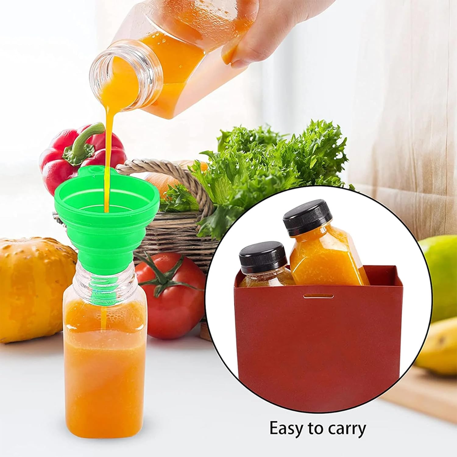 FORYUSE 50Pack 250Ml Plastic Juice Bottles with Caps Clear Reusable PET Containers for Juicing, Milk, Smoothie, Drink with Tamper Proof Lids, Labels, Bottle Brush image number 2