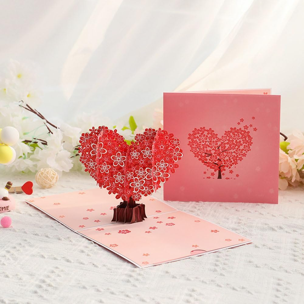 3D Floral Pop up Card and Envelope,Unique Pop up Greeting Card for Birthday, Christmas, New Year, Anniversary, Valentine, Wedding, Graduation (Cherry Blossom) - Purple image number 4