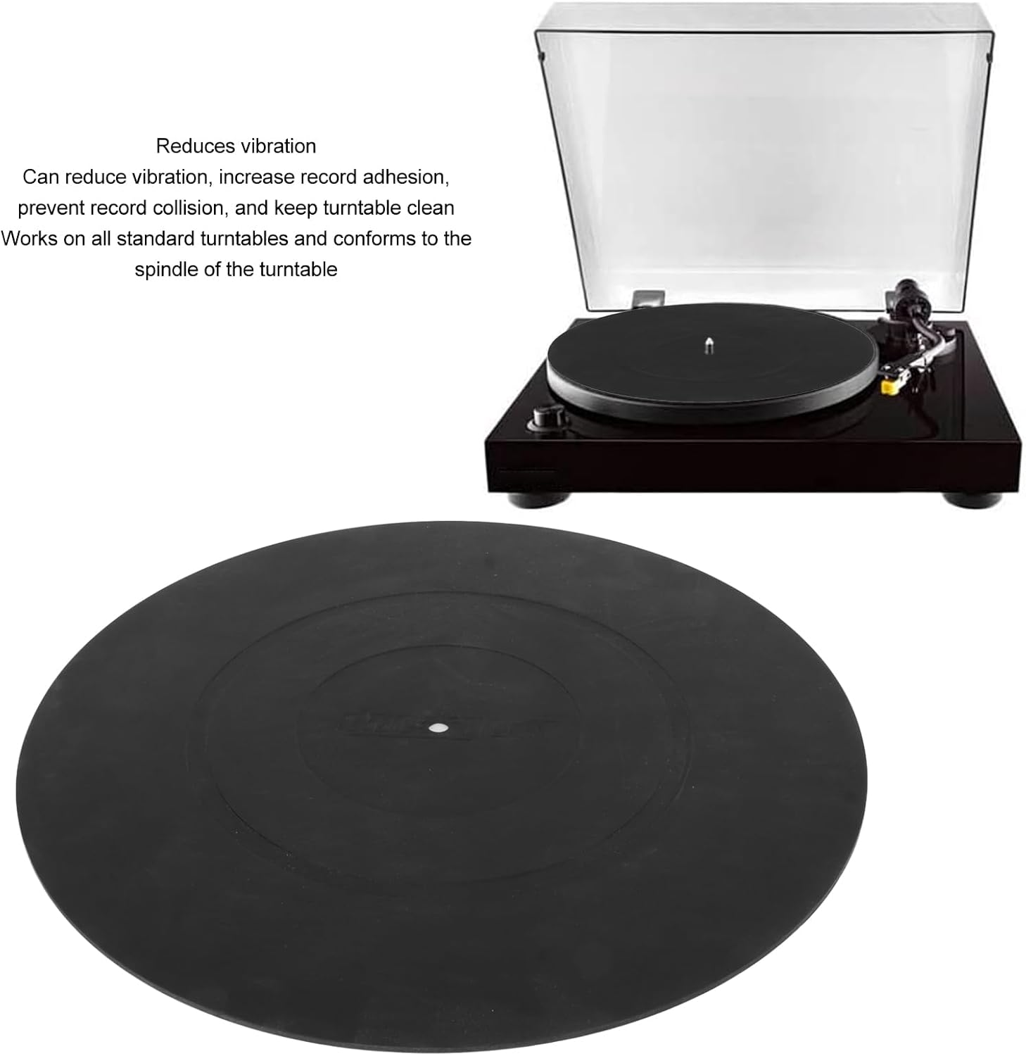 Turntable Platter Mat, Vinylrecord Rubber Turntable Slip Mat Vibration Reduction with Non Slip Slot, Universal Turntable Slipmat Pad for All LP Vinylrecord Players image number 4